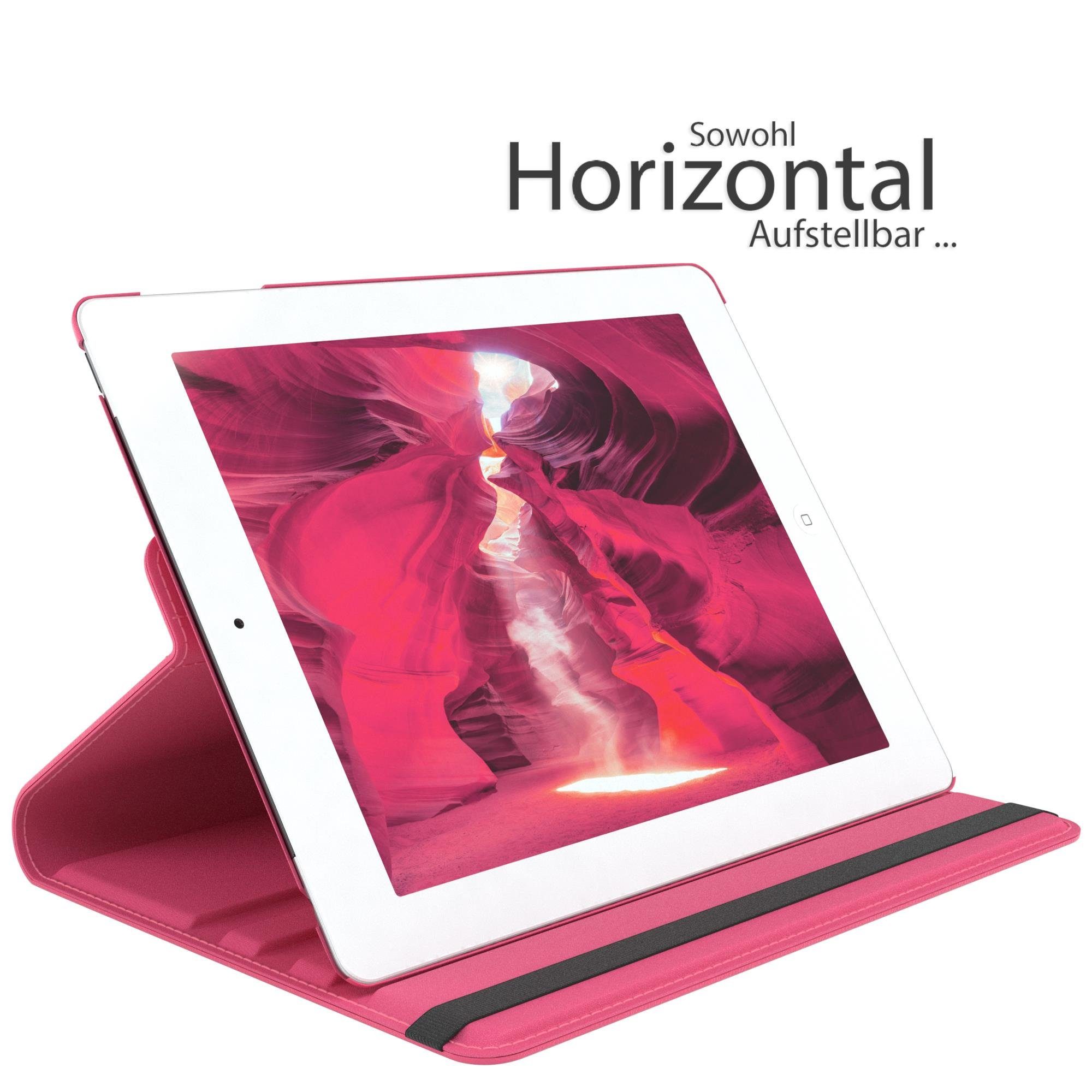 EAZY CASE Tablet-Hülle Rotation Case für Apple iPad 2. / 3. / 4. Gen. 9,7 Zoll, Klapphülle zum Aufstellen Rundum Hülle Book Tablet Slim Klappcase Pink