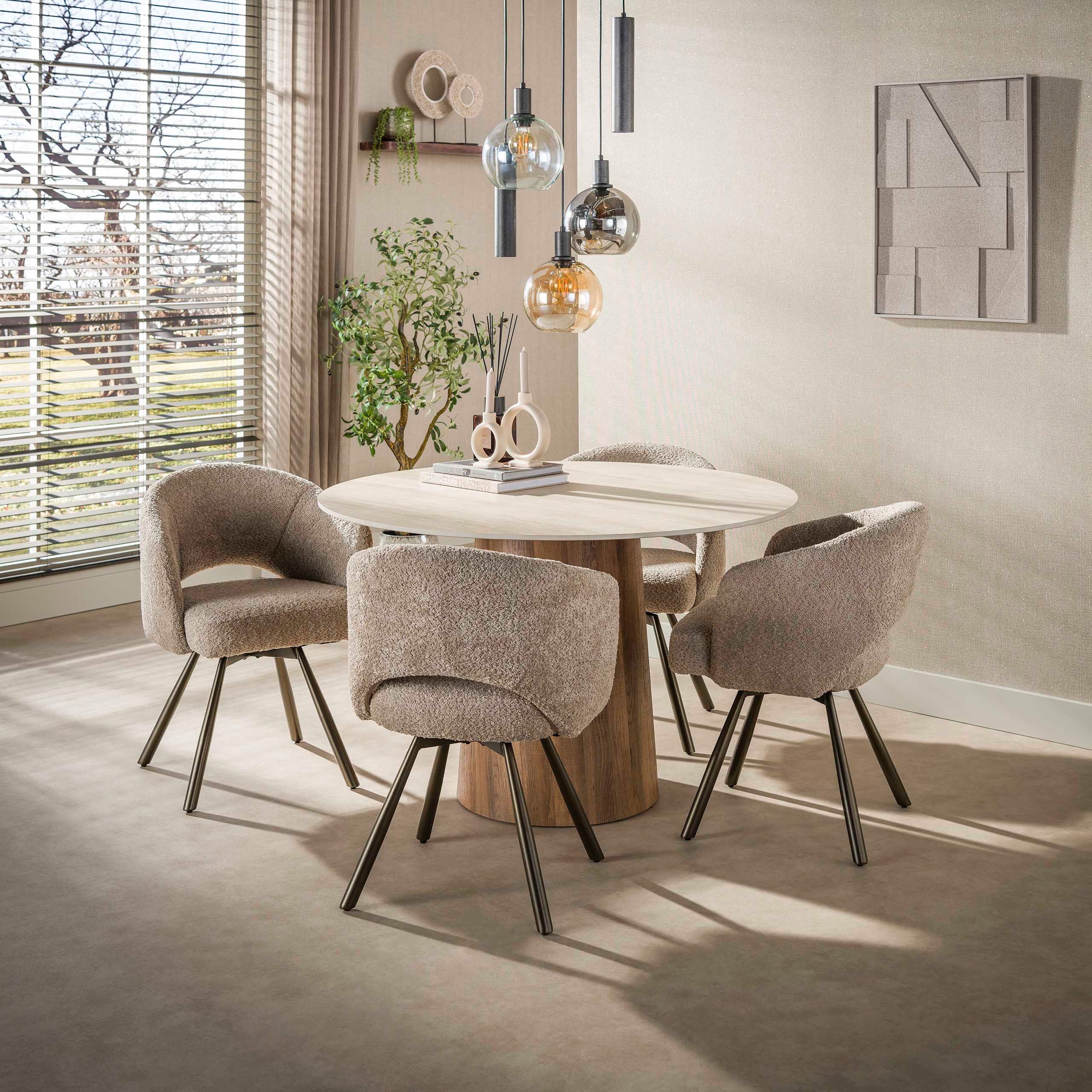 Sitheim® Esstisch ROMANO CENTRO Esstisch rund Ø120cm / 3D Keramik travertin