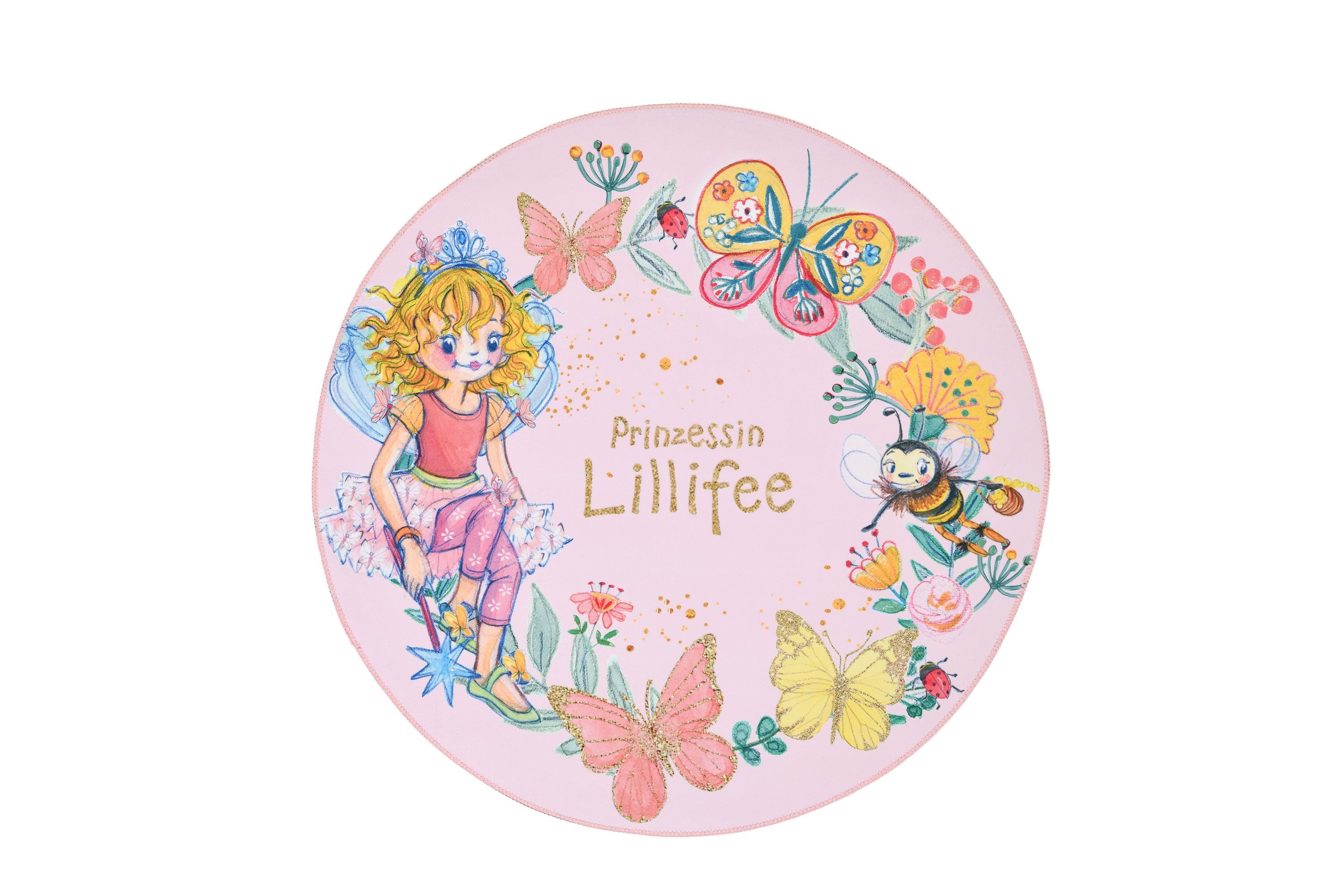 Prinzessin Lillifee Kinderteppich Prinzessin Lillifee Blumen 100cm rund, rund, Höhe: 6 mm