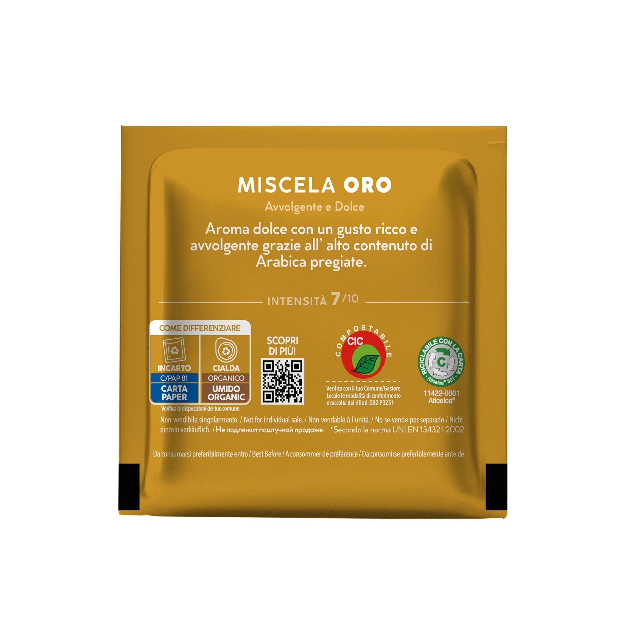 Caffè Borbone Kaffee Caffè Borbone Kompostierbare Kaffeepads Oro Kaffeemischung - 100 Pads, 1 x (kompostierbare Pads 44mm ESE Maschine, goldene Mischung)