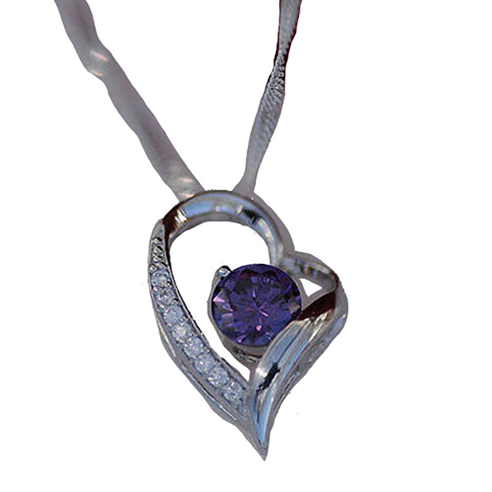 HOPLO Herzanhänger Edle Herzkette Herz Anhänger violetterr Zirkonia Crystal mit Singapurk