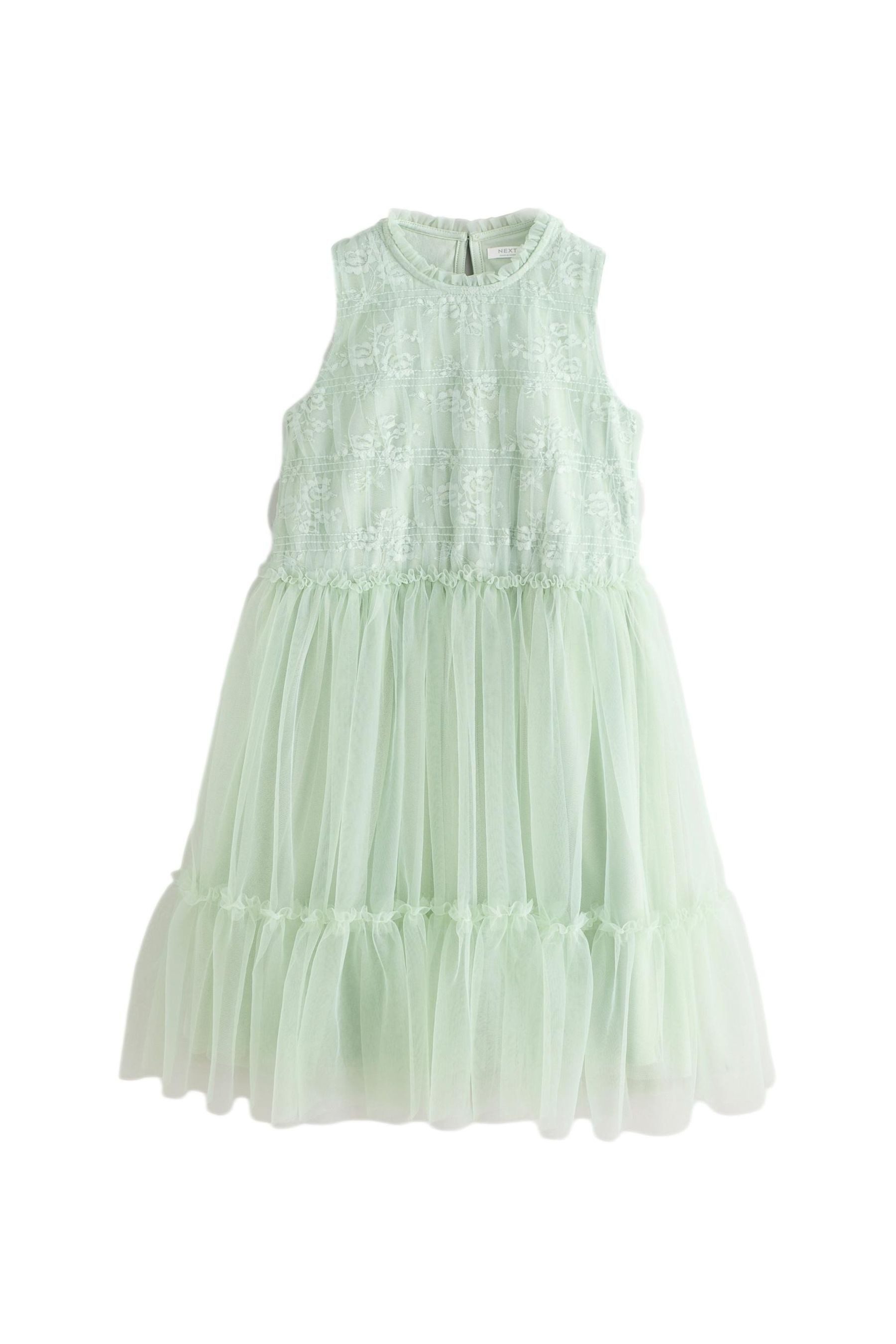 Jerseykleid Gestuftes Brautjungfernkleid mit Spitze und Tüll