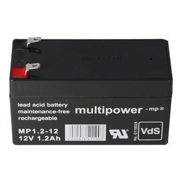 Multipower Multipower MP1.2-12 Blei Akku mit 4,8mm Faston Steckkontakten mit VDS Akku 1200 mAh (12,0 V)