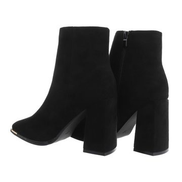 Ital-Design Damen Elegant High-Heel-Stiefelette Blockabsatz High-Heel Stiefeletten in Schwarz