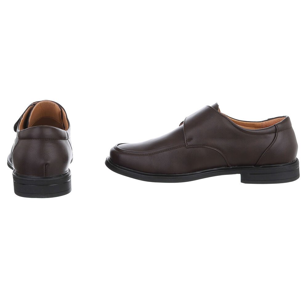 Coolwalk Herrenschuh Klettverschluss Leder-Optik Alltag Komfort Schnürschuh (91917783) Blockabsatz Halbschuhe in Braun – Bild 5 von 5