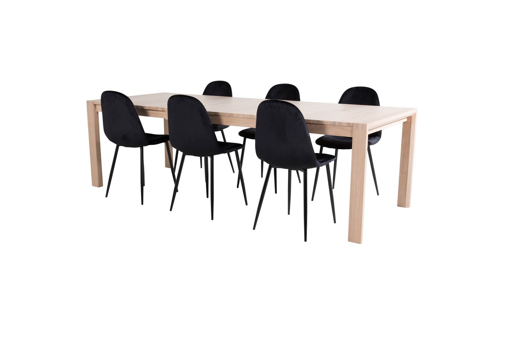 ebuy24 Essgruppe SliderWW Essgruppe Esstisch udtræksbord længde Eiche;weiß;washeded;schwarz cm, (7-tlg)