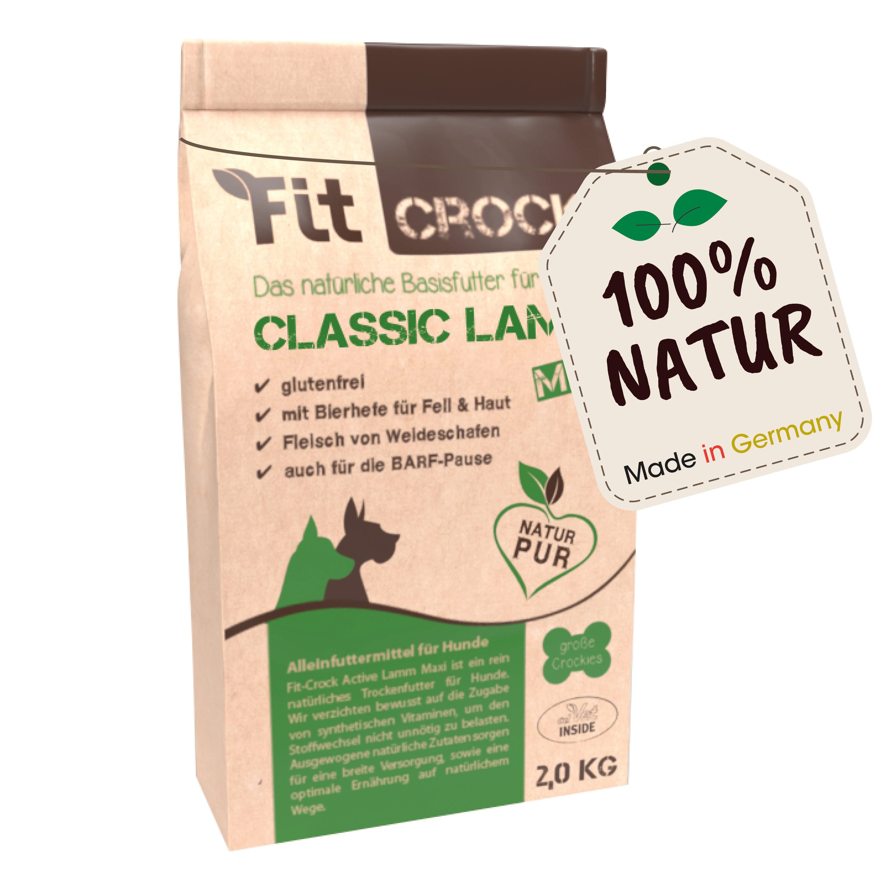 cdVet Fit-Crock Classic Lamm Maxi, Hauptfutter für: Hunde, Kaltgepresstes Hundefutter, Glutenfrei - Rezeptur ohne Weizen