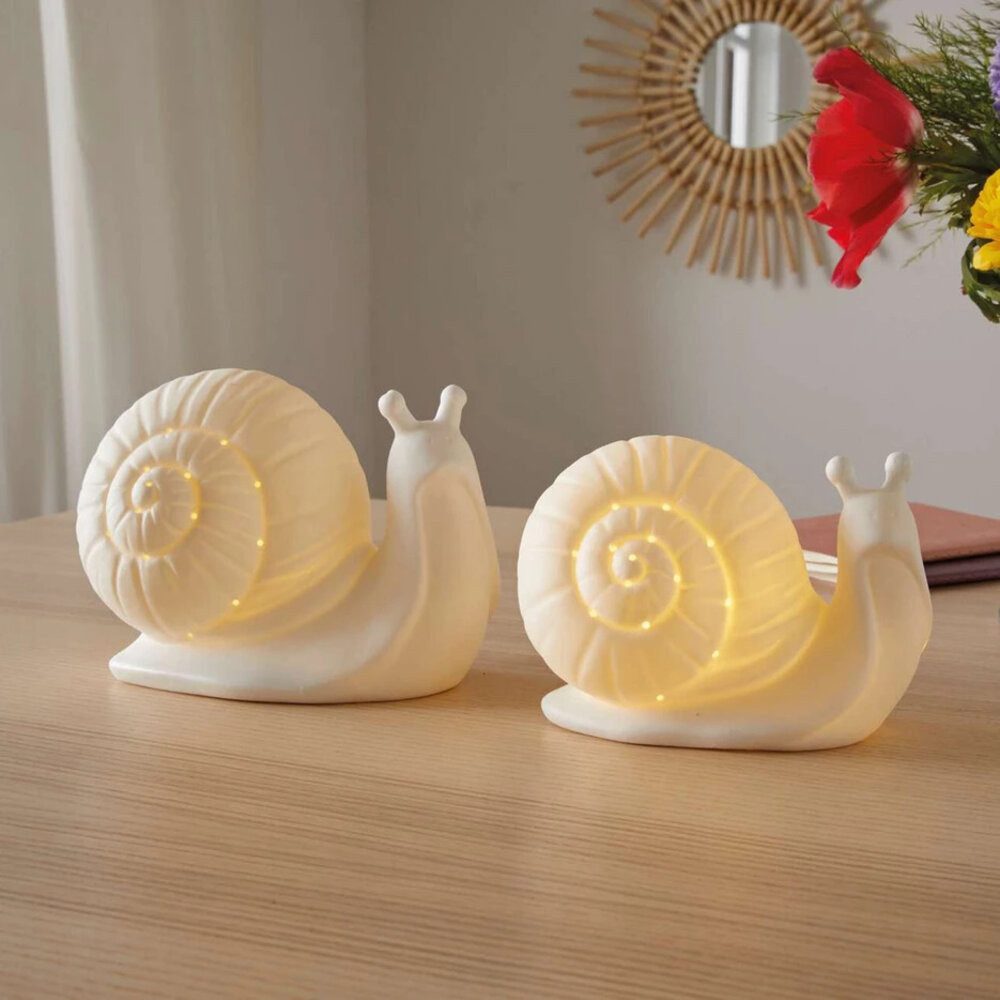Home-trends24.de LED-Dekofigur LED Schnecke Weiß Figur Deko Figuren Objekt Skulptur 2er Set (2 St)