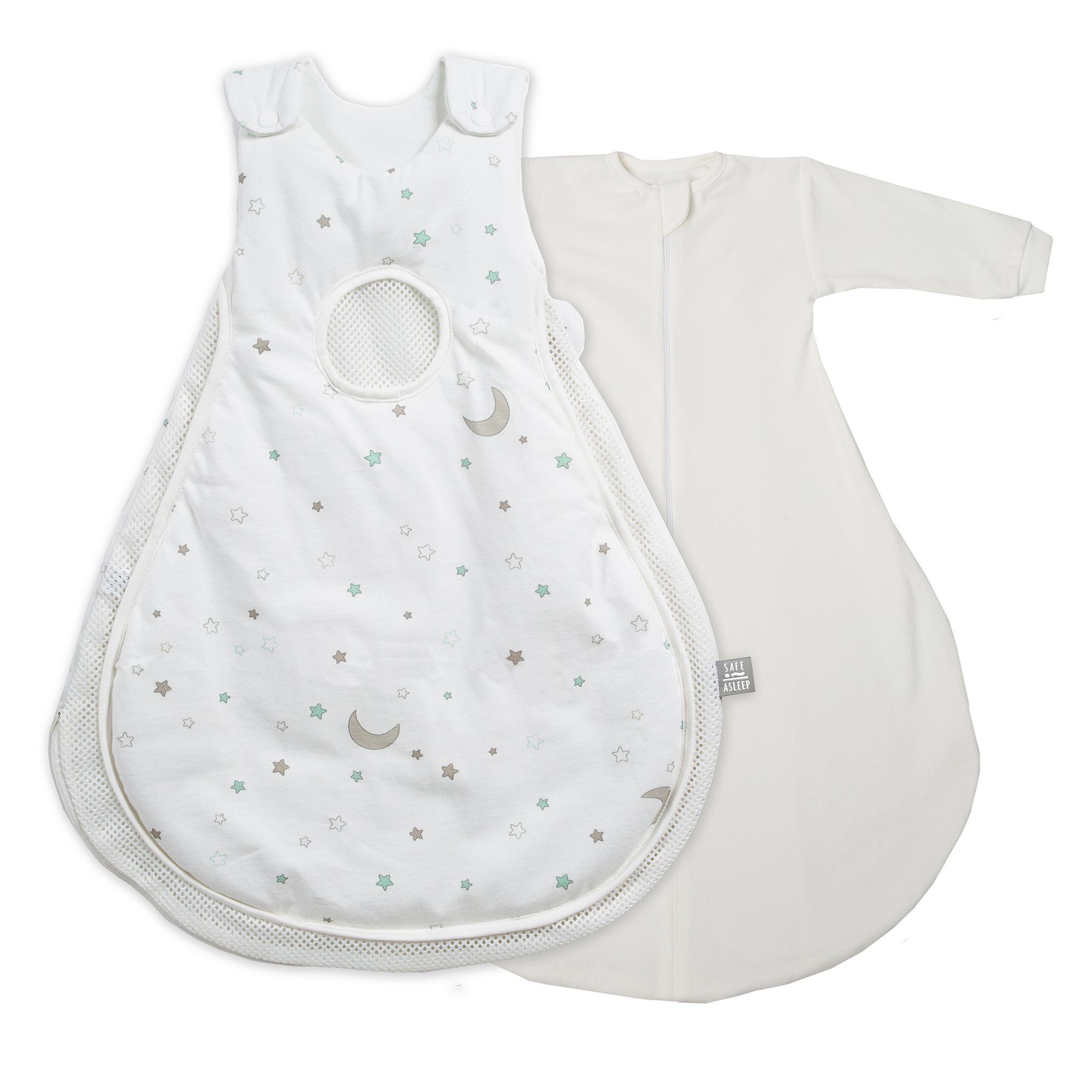 roba® Strampelsack, PLUS, Baumwolle Babyschlafsack safe Air – inkl. Sternenzauber asleep®