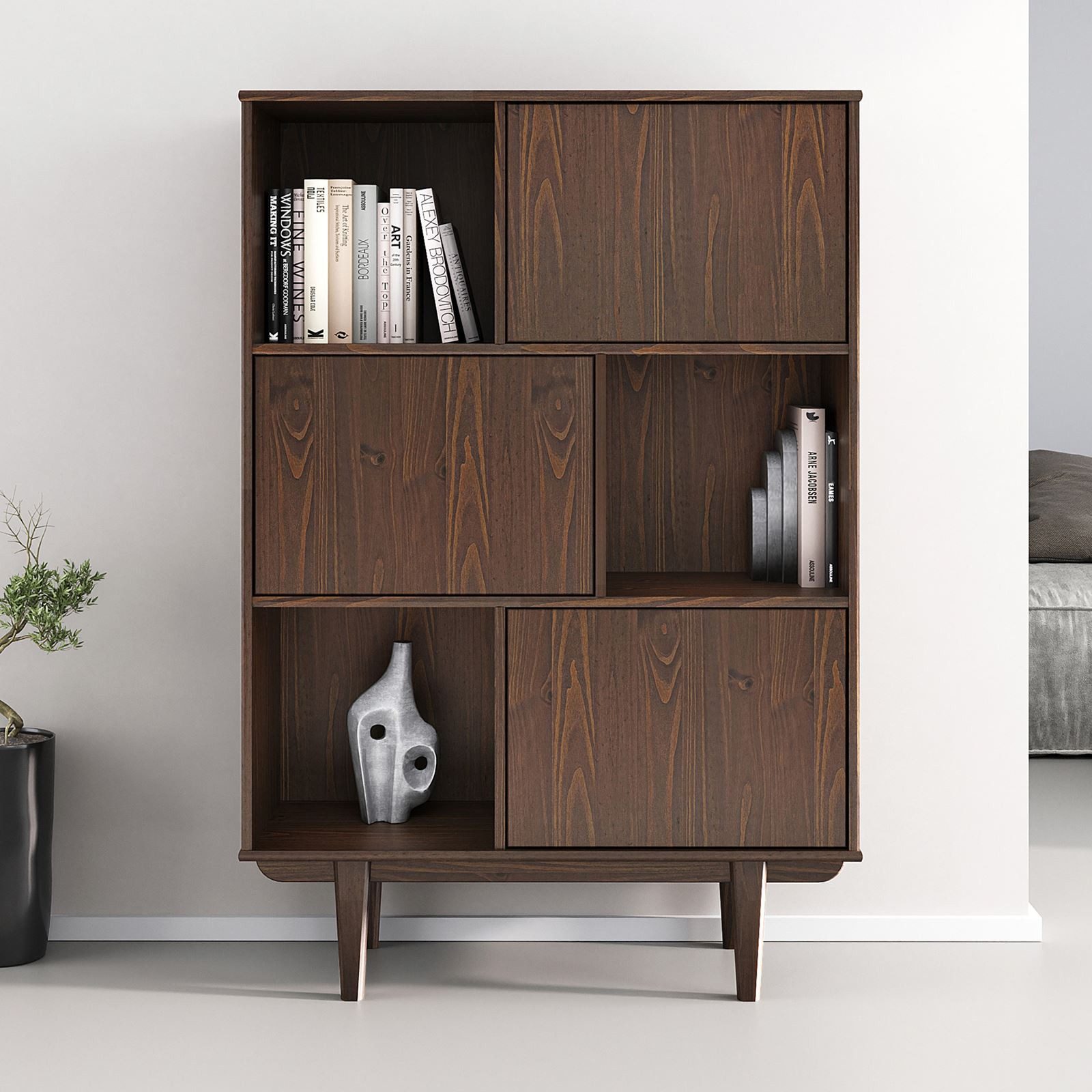 IDIMEX Highboard SIMONA, Wohnzimmerschrank offene Fächer & 3 Türen Massivho günstig online kaufen