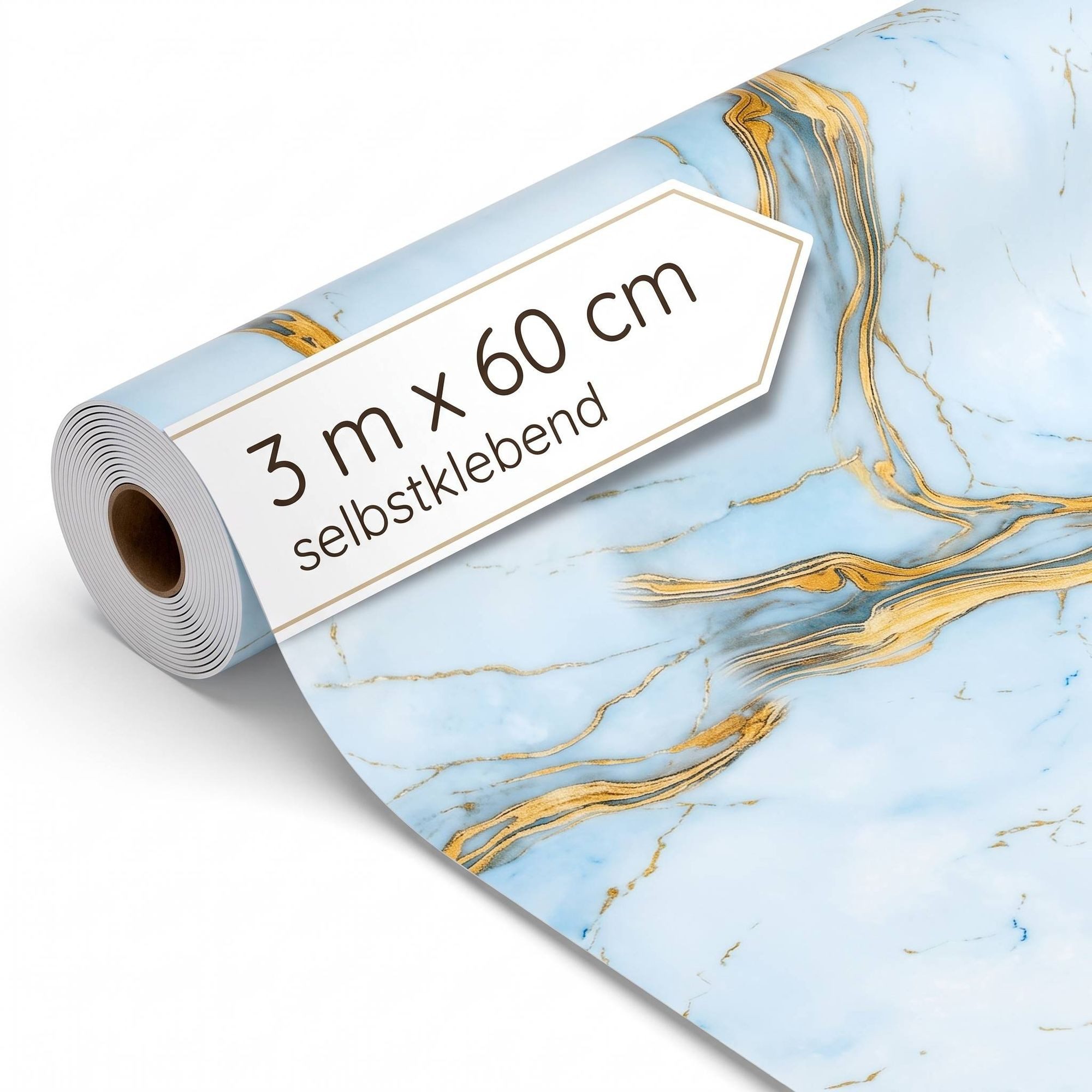 Dalsys Wandpaneel Wandverkleidung selbstklebend aus PVC auf Rolle, BxL: 60x300 cm, (60x300cm Marmoroptik Eisblau, 1-tlg., flexible Wandverkleidung Badezimmer wasserfest) 2,3mm Materialstärke, Spritzschutz Küchenrückwand