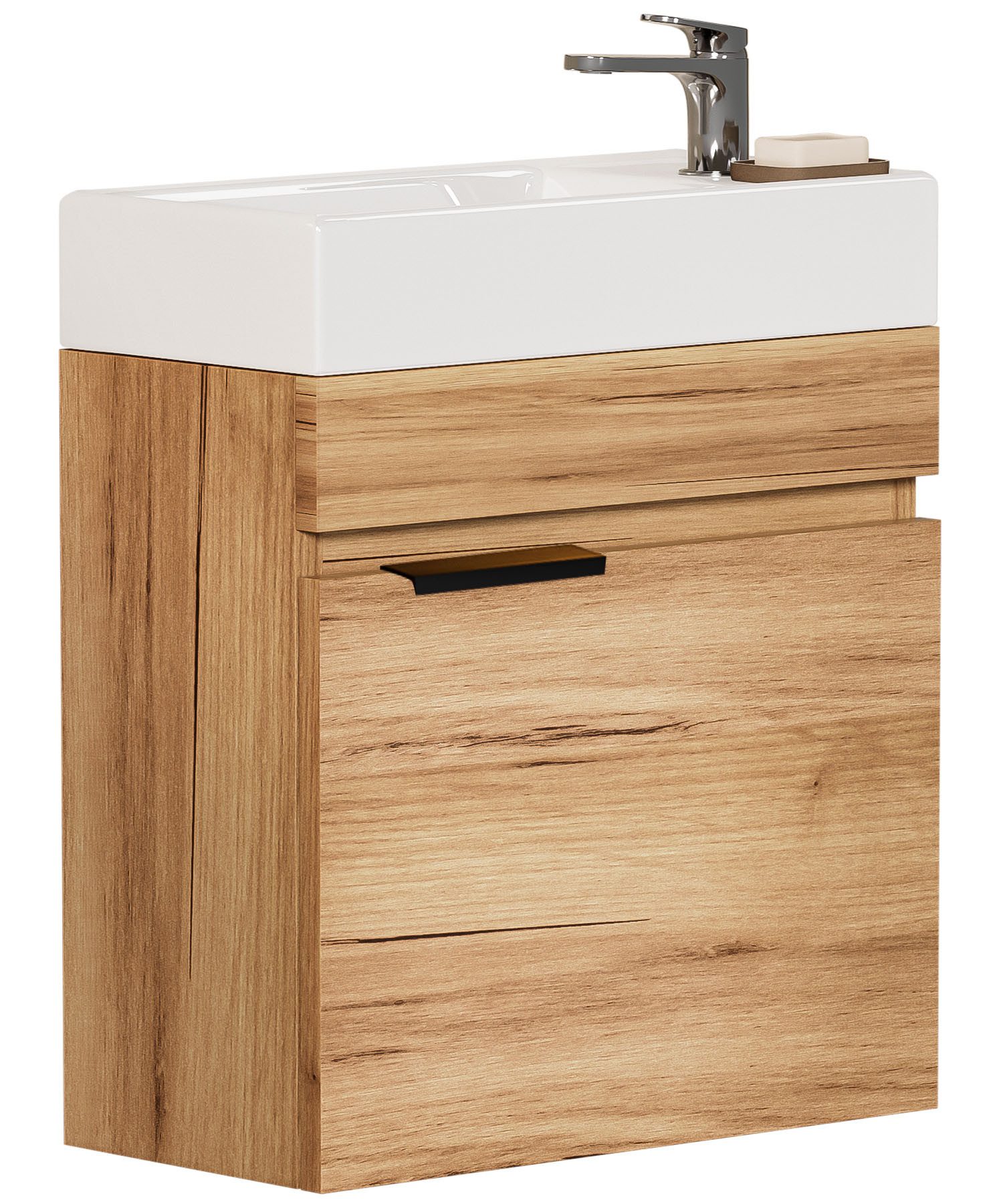 Yorbay Waschtisch Badmöbel Set mit Keramikbecken (Breite 41cm), Kompakter Unterschrank mit Waschbecken, Ideal für kleine Badezimmer