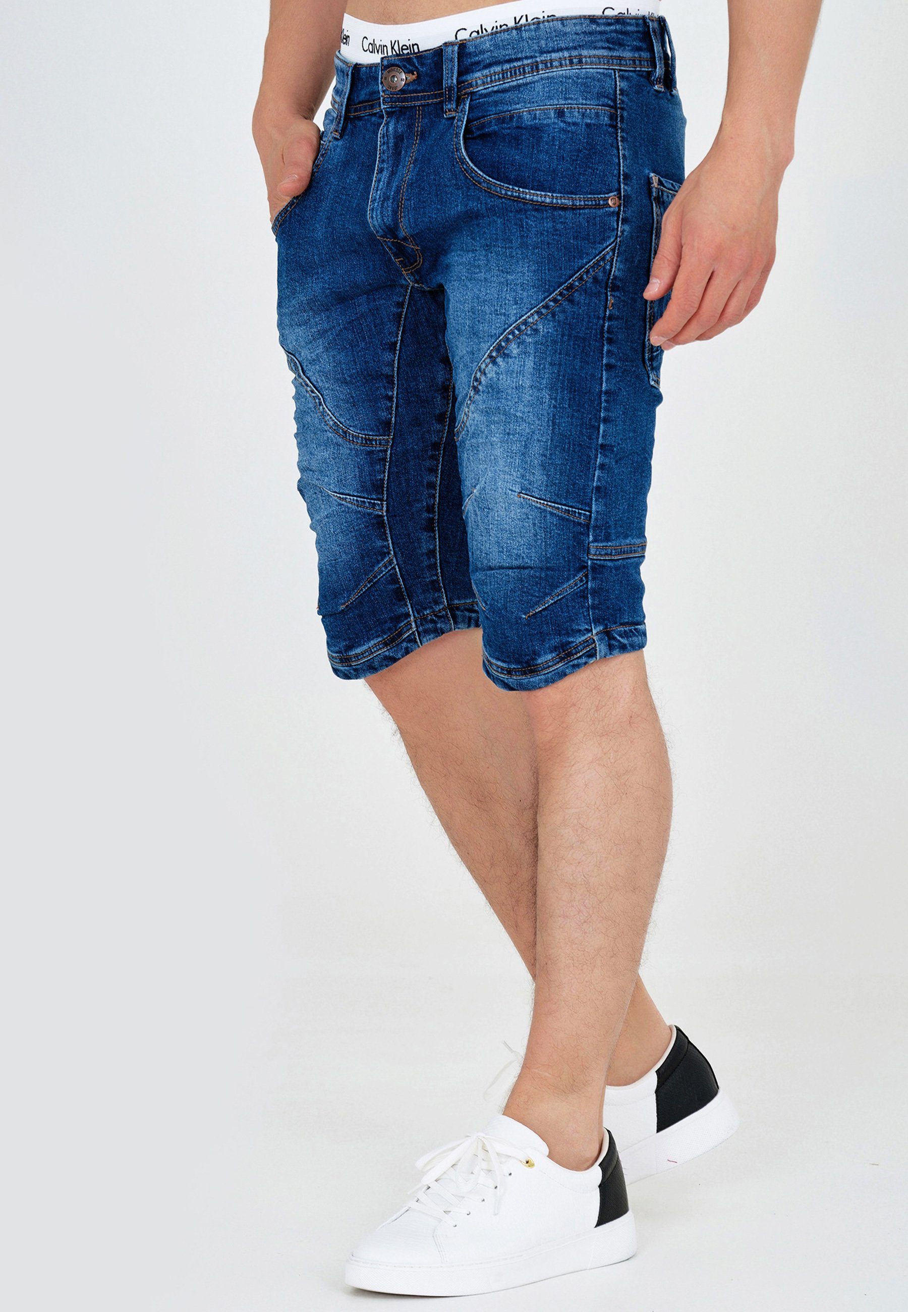 INDICODE Jeansshorts Herren Leon Jeans Shorts Herrenshorts Denimshorts mit 5 Taschen – Bild 3 von 5
