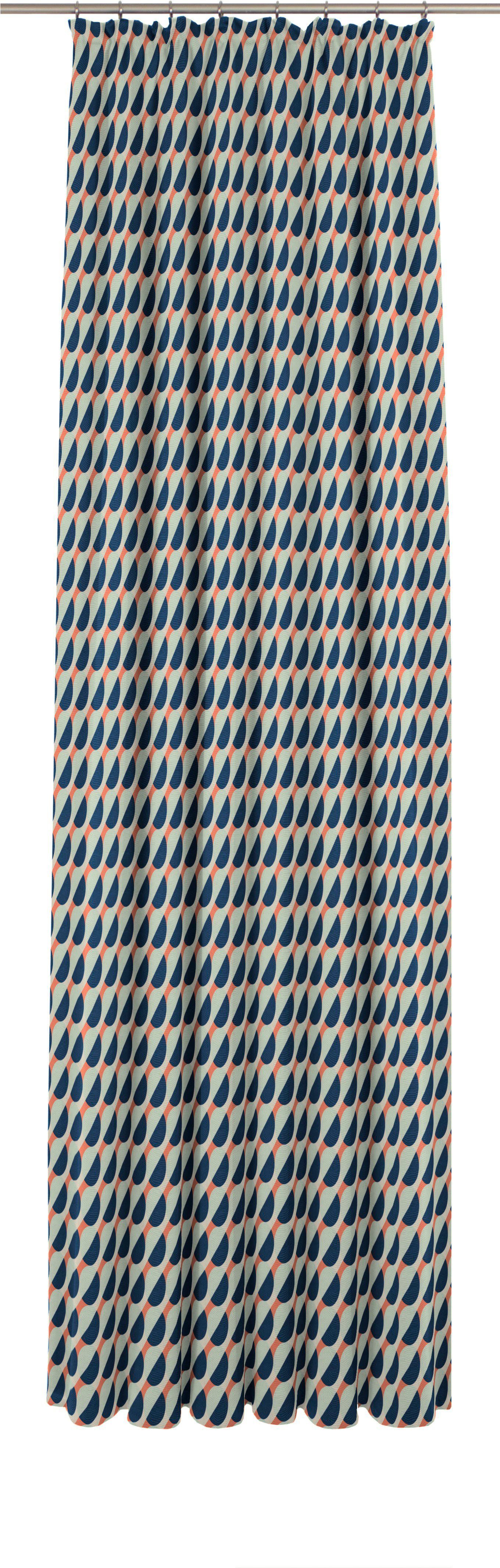 Vorhang Circles, (1 Adam, St), blickdicht, Jacquard, nachhaltig hellblau/orange/dunkelblau Kräuselband