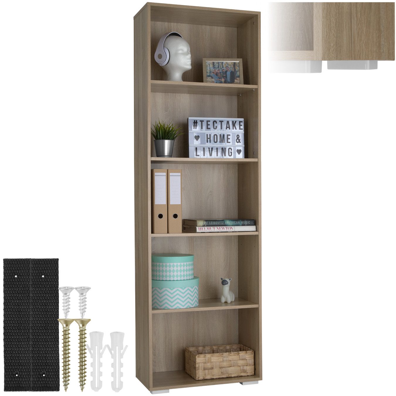tectake Bücherregal Bücherständer Lexi 5 Fächer 60x30x190cm, Set 1-tlg., MD günstig online kaufen