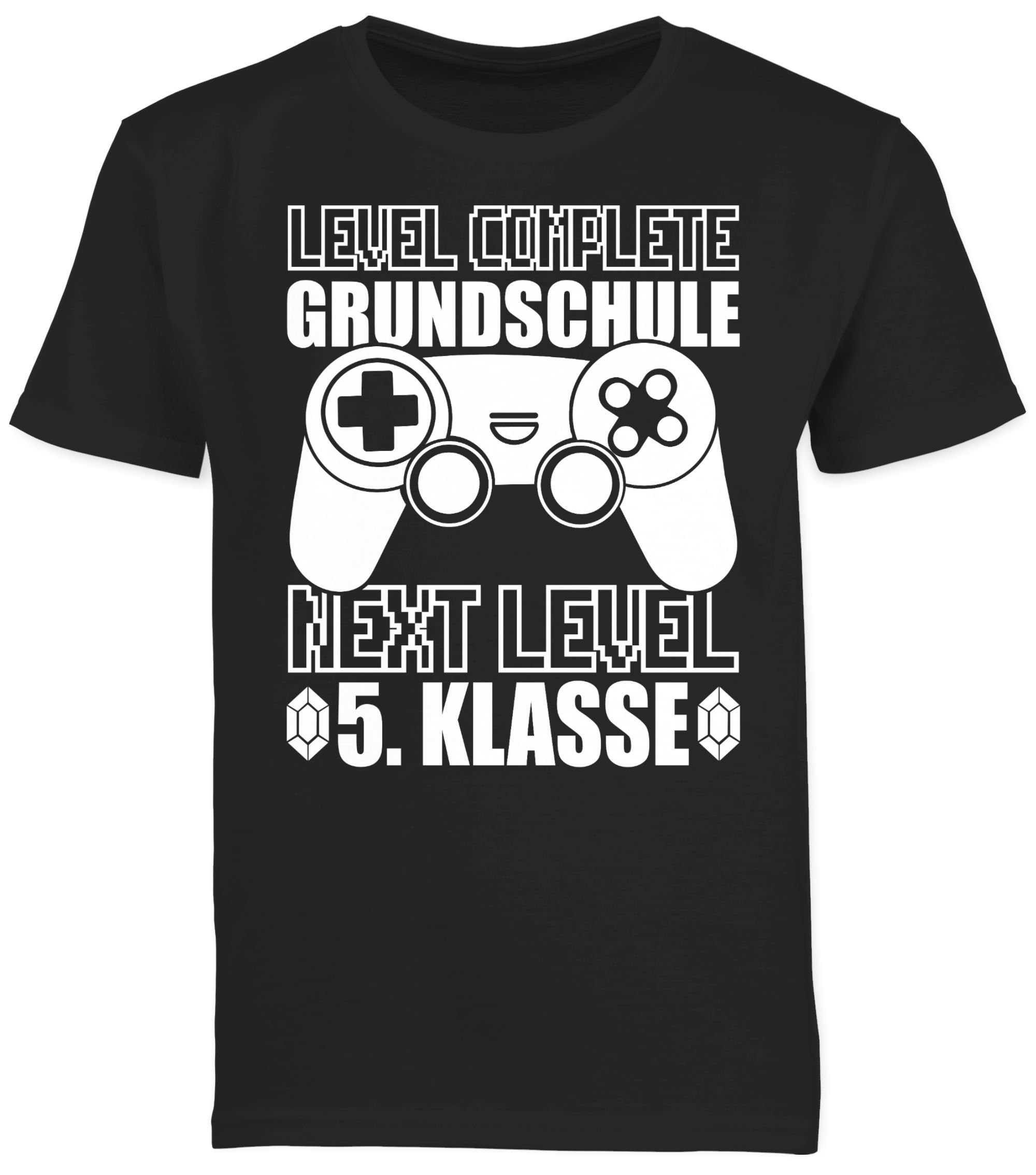 Shirtracer T-Shirt Level complete - Grundschule Next Level 5. Klasse - weiß (1-tlg) Einschulung Junge Schulanfang Geschenke
