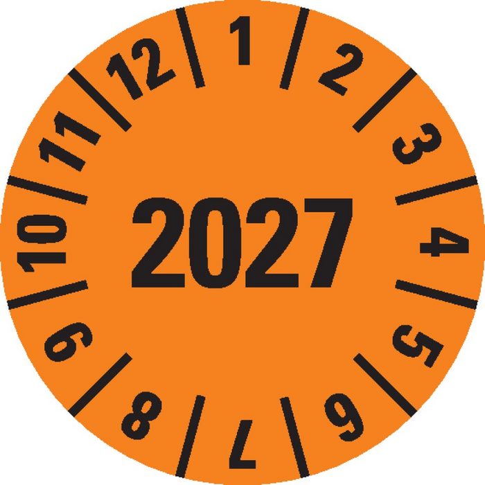 Dreifke Hinweisschild Dreifke® Jahresprüfplakette 2027 orange Folie ablösbar Ø 10mm 1000/Rolle