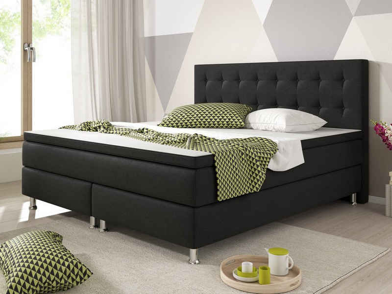 inter Boxspringbett Köln Schlafzimmerbett Betten inklusive Topper und Matratzen (inkl.Kopfteil mit Matratzen und Topper)