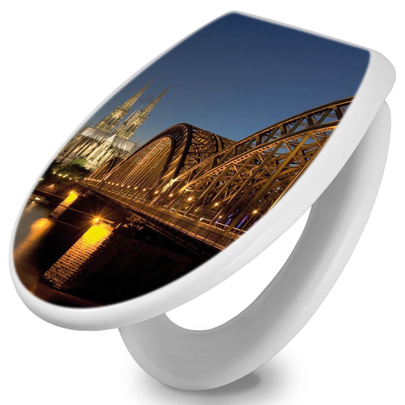 banjado WC-Sitz mit Absenkautomatik Motiv Köln (umweltfreundliches Material, integrierte Scharniere), 44,5 x 37 x 5 cm