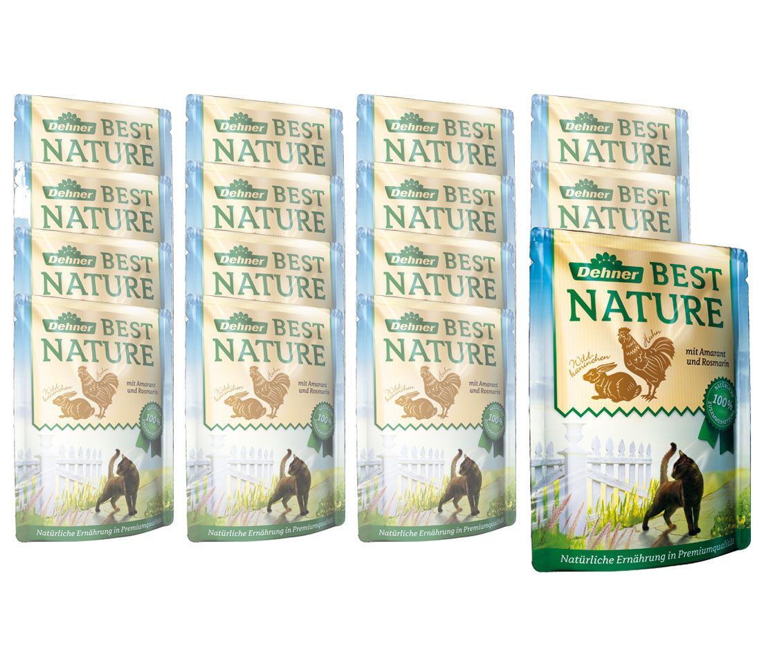 Dehner Best Nature Adult verschiedene Sorten, 16 x 85 g Beutel, Nassfutter für: Katze, Nassfutter für ausgewachsene Katzen