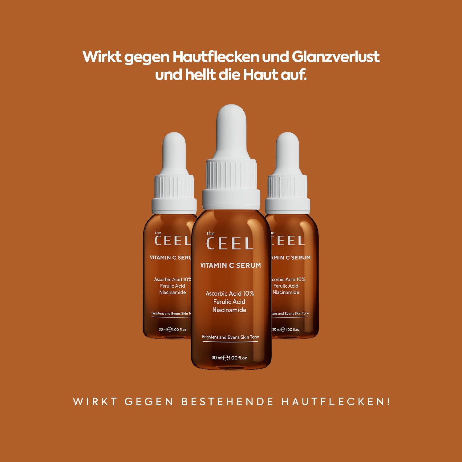 THE CEEL Gesichtsserum Vitamin C Serum – Gesichtspflege für strahlende, gepflegte Haut 30 ml, Anti-Pigmentflecken aufhellendes Vitamin-C-Serum