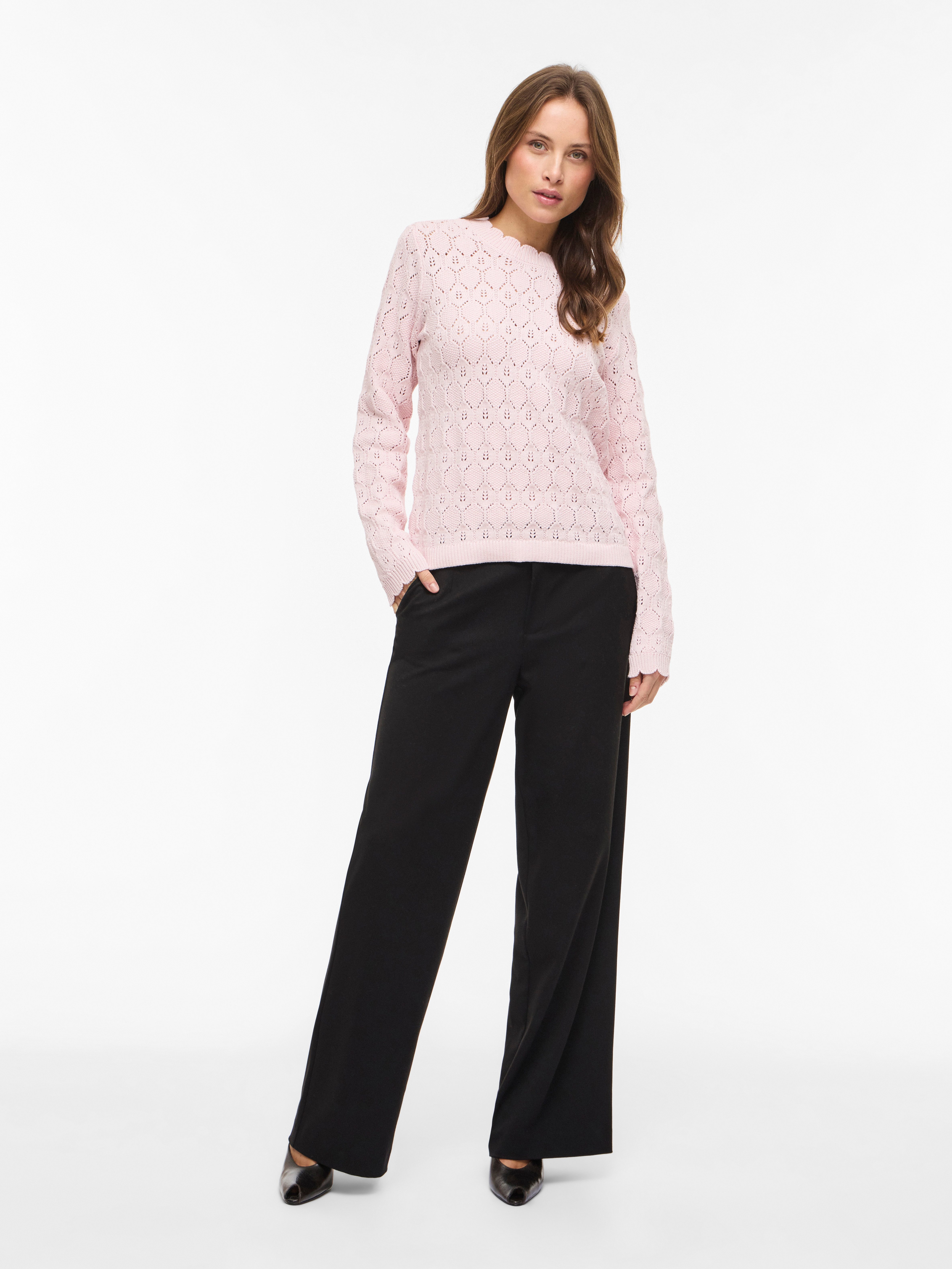 Vila Rundhalspullover VILOWEN L/S POINTELLE KNIT TOP/PB – Bild 5 von 5