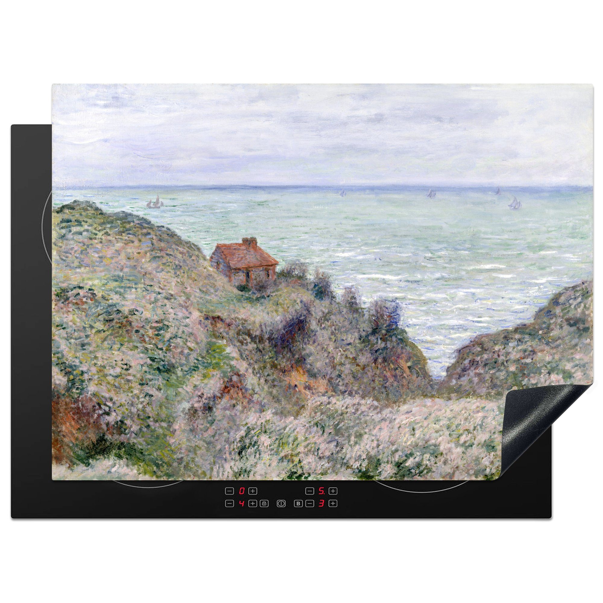 MuchoWow Herdblende-/Abdeckplatte Hütte der Zollwache - Gemälde von Claude Monet, Vinyl, (1 tlg), 70x52 cm, Mobile Arbeitsfläche nutzbar, Ceranfeldabdeckung