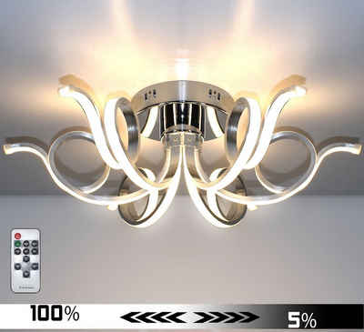 Lewima LED Deckenleuchte, Dimmbar XL Deckenlampe Kronleuchter 6 Arme Modern 62cm Warmweiß Luxus Design, Spiral-Förmig, Lüster, Modell Merwa