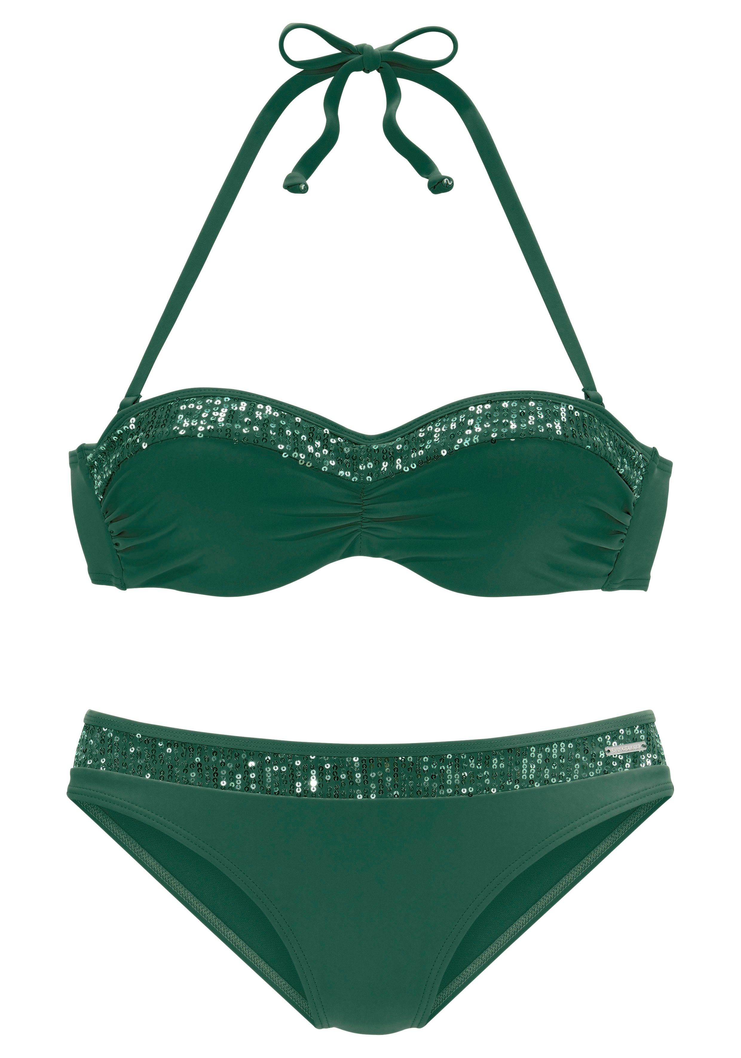Pailletten Bügel-Bandeau-Bikini Bruno Banani mit smaragd