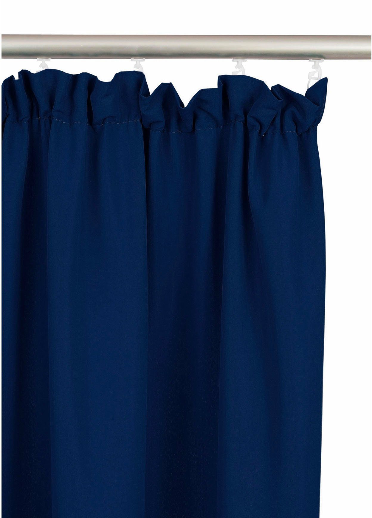 Bruno blickdicht, dunkelblau einfarbig Set, Lagan, (2 Polyester, Größen, verschiedene gewebt, Vorhang Banani, blickdicht, Microfaser, St), Kräuselband
