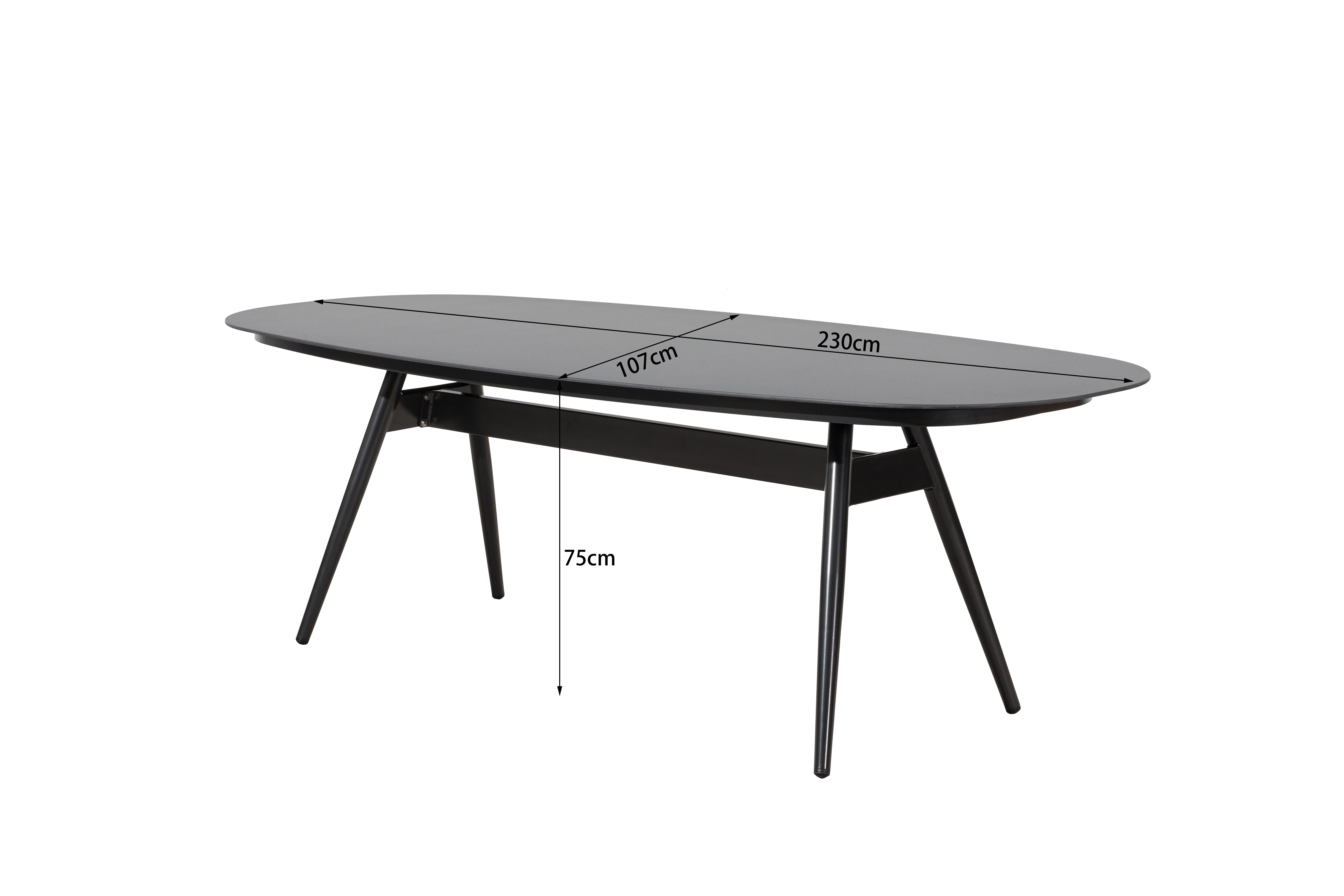 MANDALIKA Garden Gartentisch Design Highlight - Ovaler Aluminium Dining Tisch Puro 230x107cm