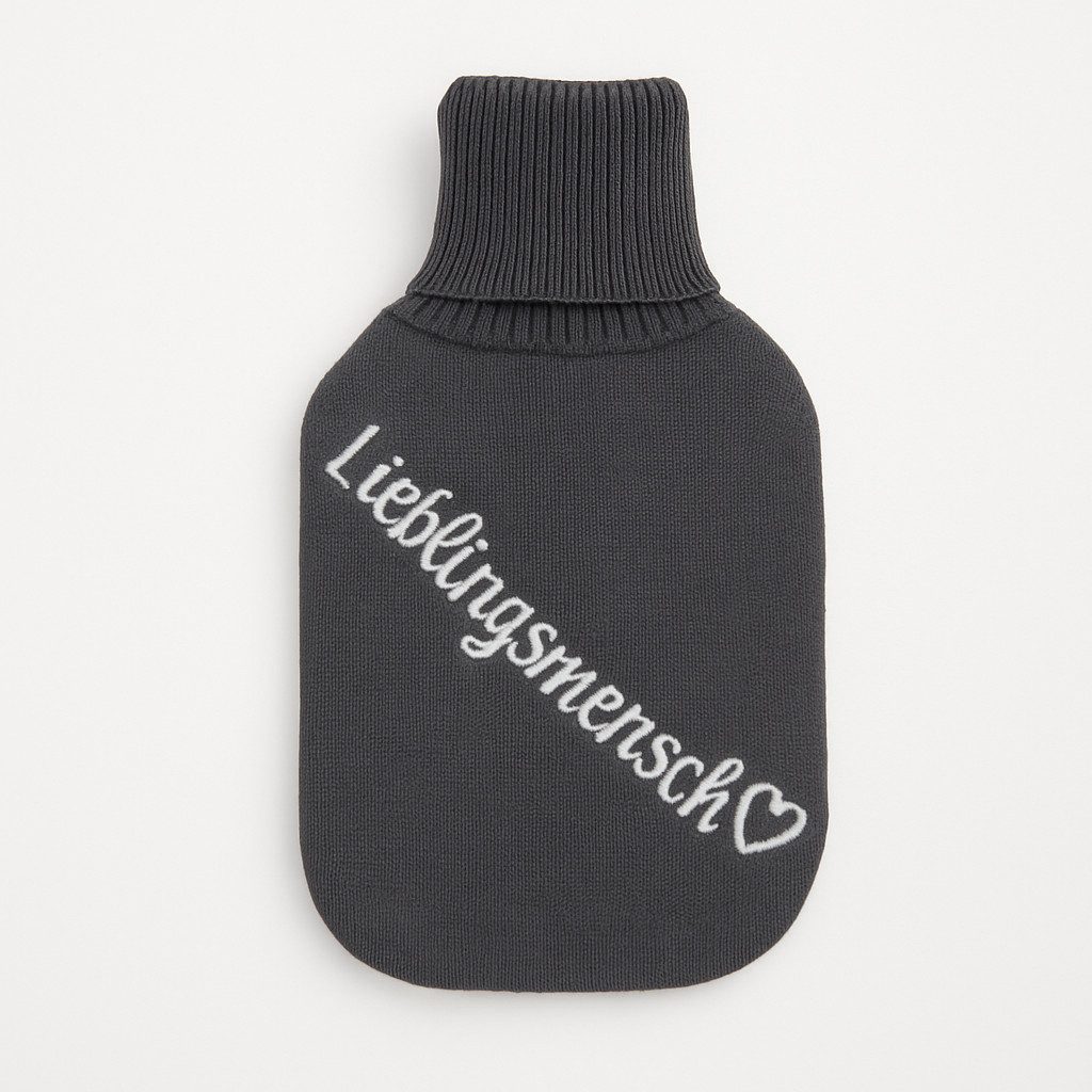 what the shop Wärmflasche Wärmflasche Lieblingsmensch 1,7 L grau 18x34 cm mit Polyesterbezug, (1-tlg), Wohlfühlwärme für echte Lieblingsmenschen