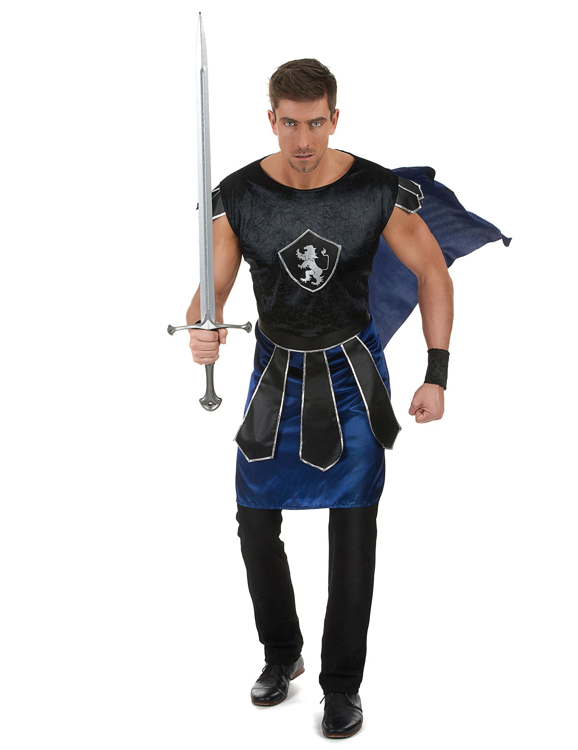 Kostüm Ritterkönig-Kostüm Mittelalter schwarz-blau