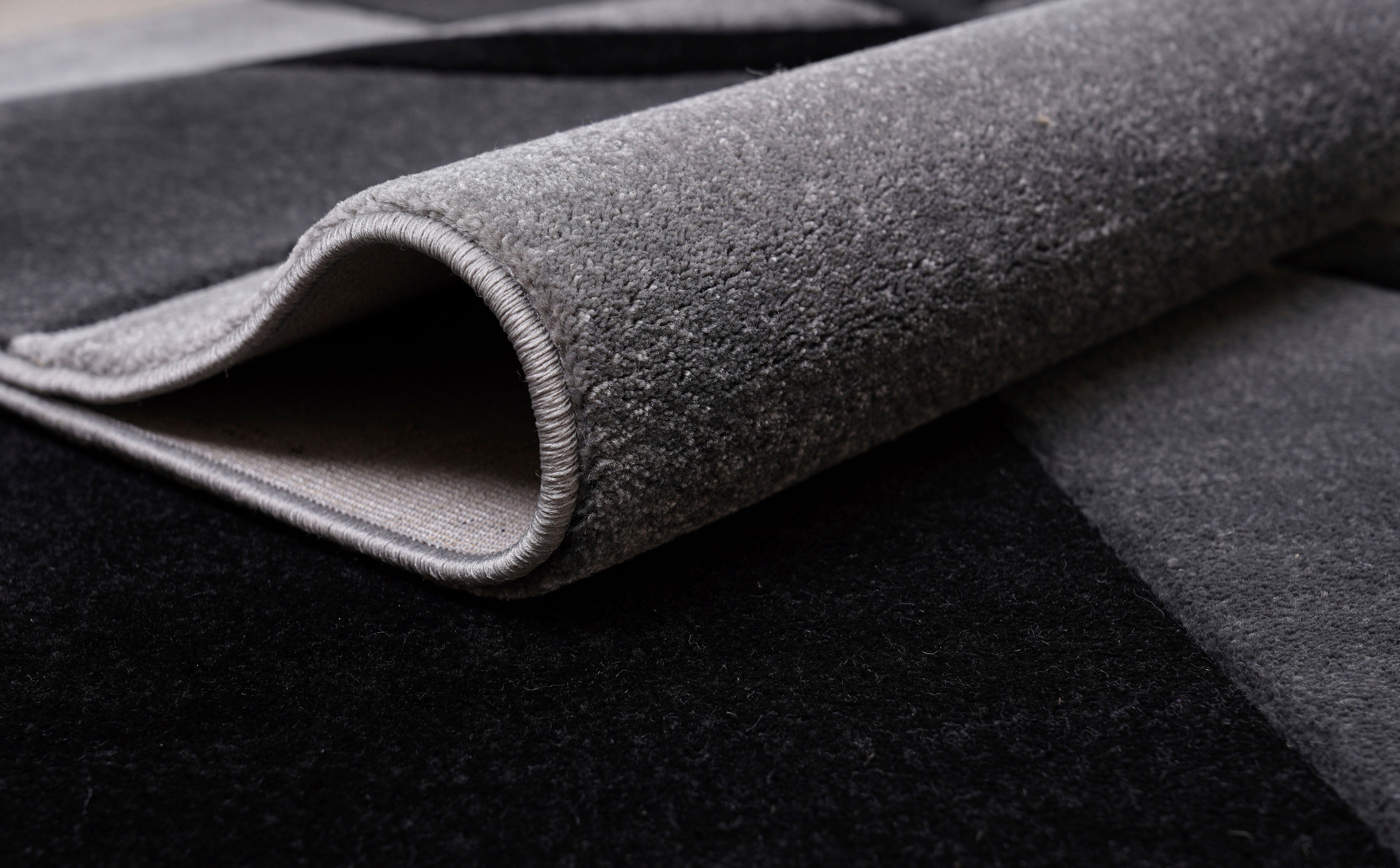 Teppich Josias, Home 16 affaire, grau rechteckig, mit mm, Konturenschnitt, Kurzflor, flach, Höhe: handgearbeitetem elegant