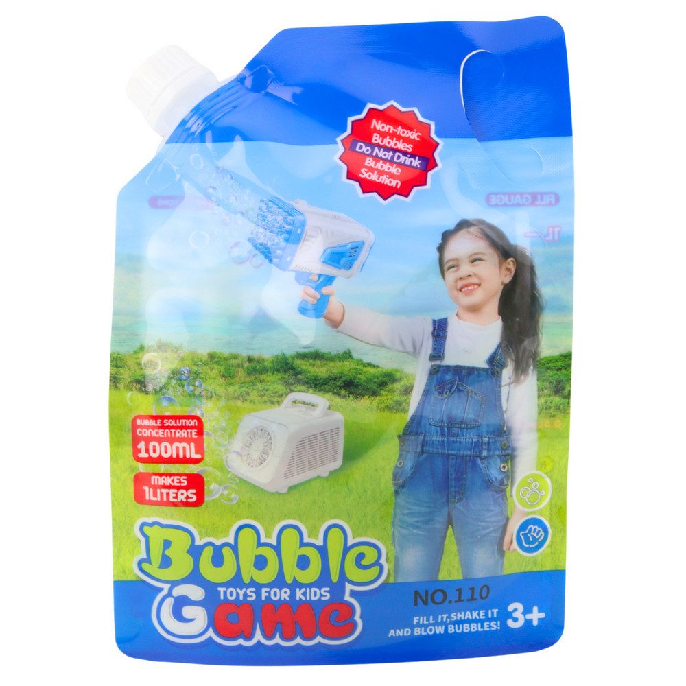 LEAN TOYS Seifenblasenspielzeug Seifenblasenkonzentrat Blasenflüssigkeit Nachfüllbeutel, 100 ml Konzentrat, ergibt 1 l, Beutel verschließbar