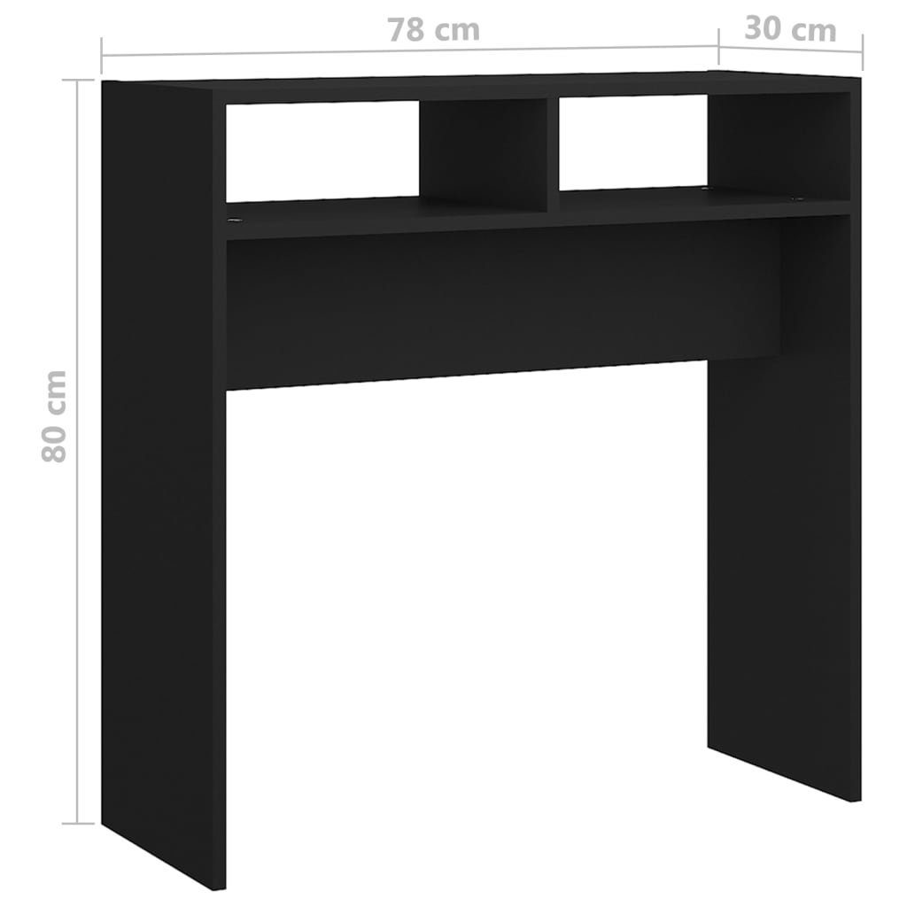 Holzwerkstoff | Schwarz vidaXL Schwarz cm Beistelltisch Konsolentisch 78x30x80 (1-St) Schwarz