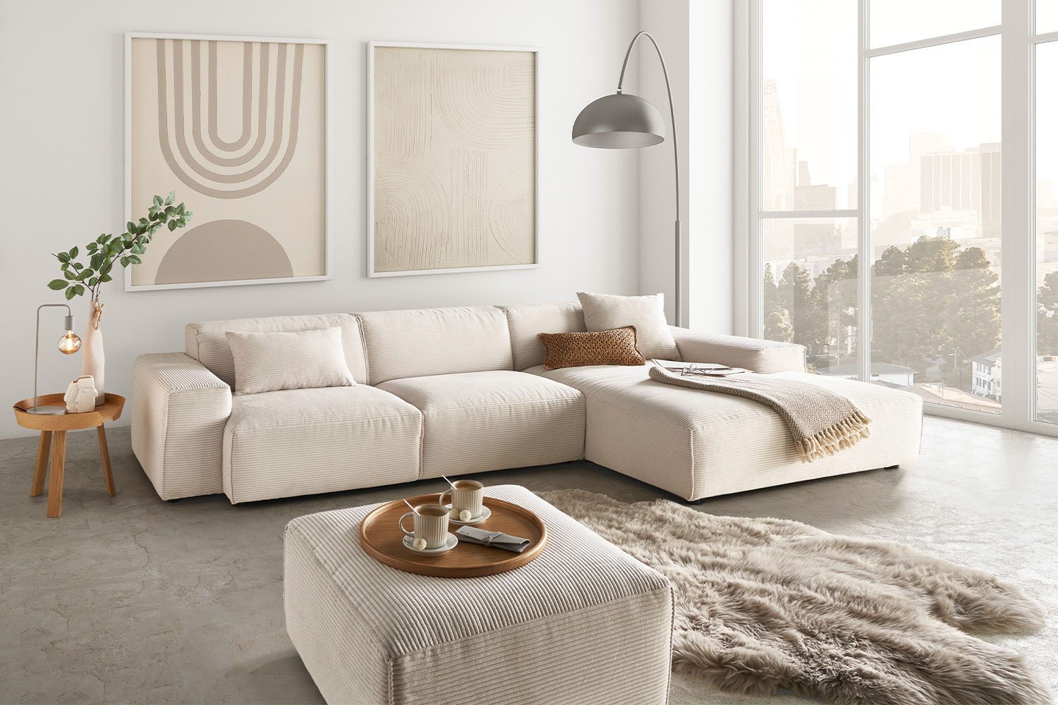 KAWOLA Ecksofa RANI L-Form Cord Sofa - Bequem & Modern - Wohnzimmer Couch, L-Couch Cord, verschiedene Farben, 299x189cm, rechts/links montierbar