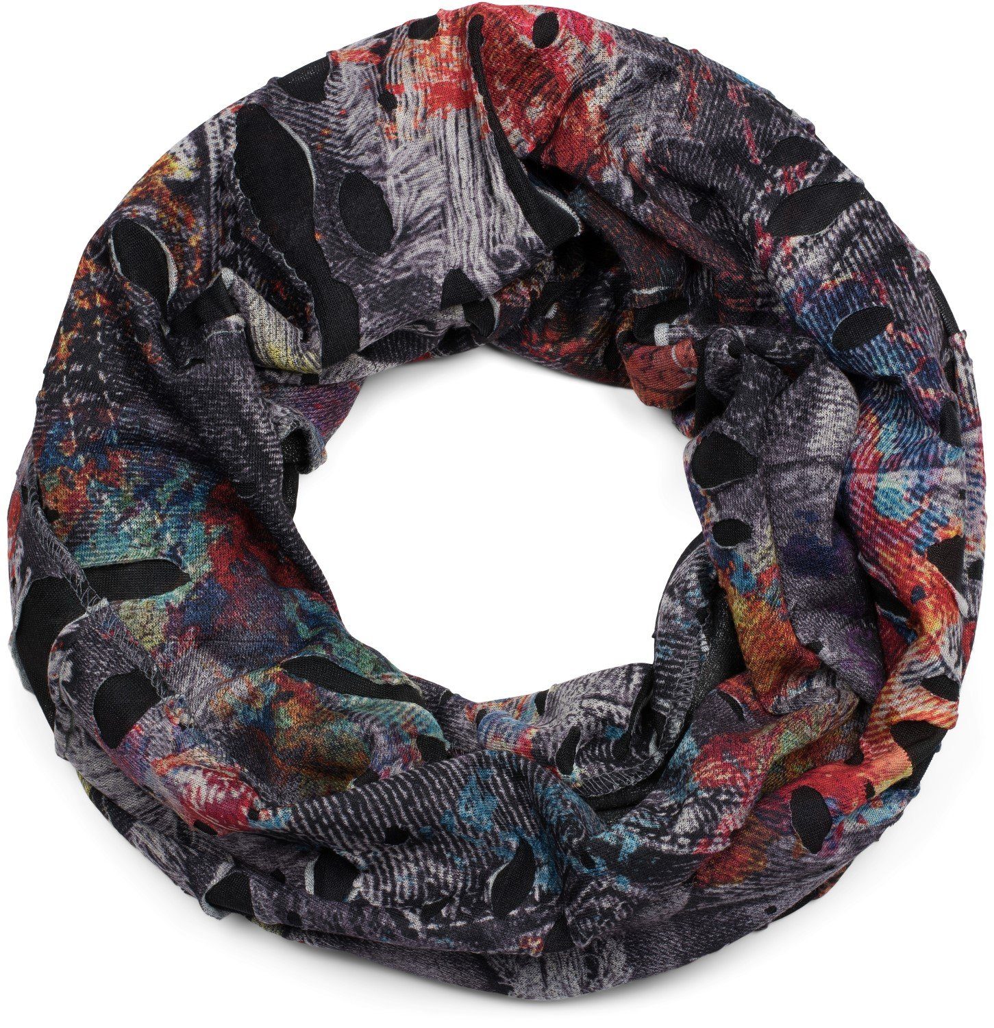 Loop Loop Schal mit Farbklecksen in Destroyed Optik