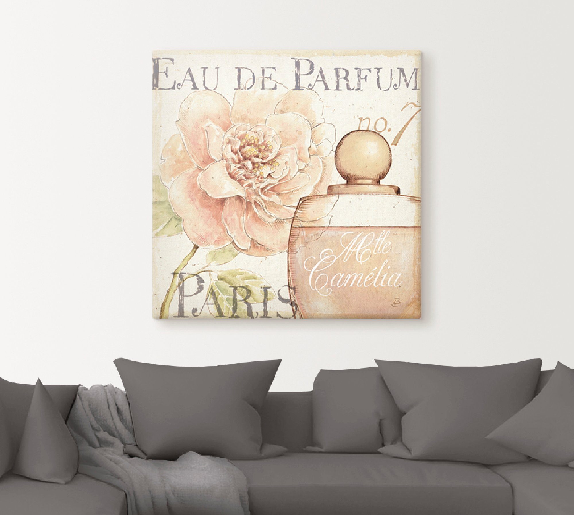 Artland Leinwandbild Blumen und Parfum II, Schilder (1 St), auf Holzrahmen gespannt