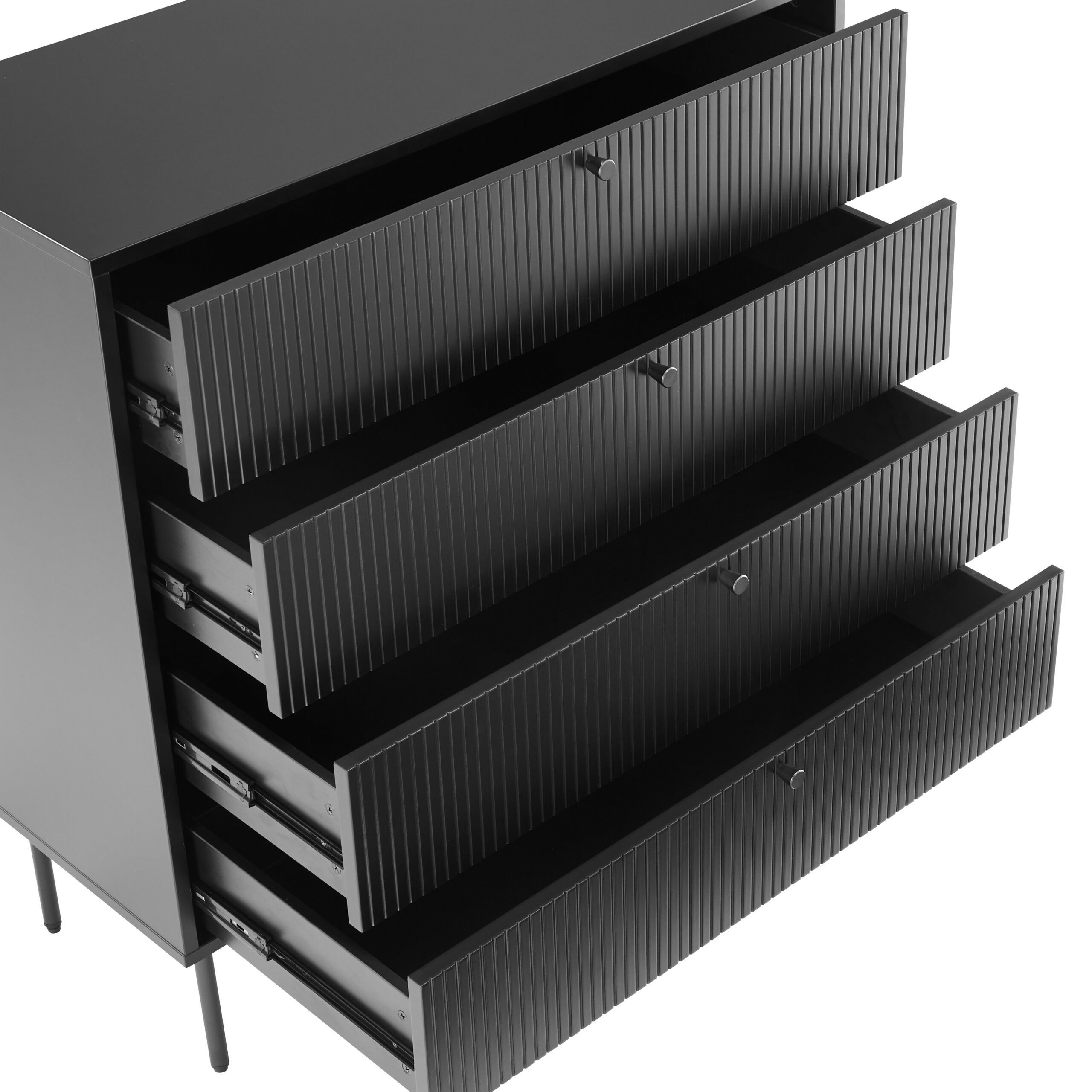 hjh LIVING Kommode KARBY K Sideboard H/B/T: 95.0 x 90.0 x 40.0 cm, Schubladenschrank Schrank mit 4 Schubladen, Metallfüße