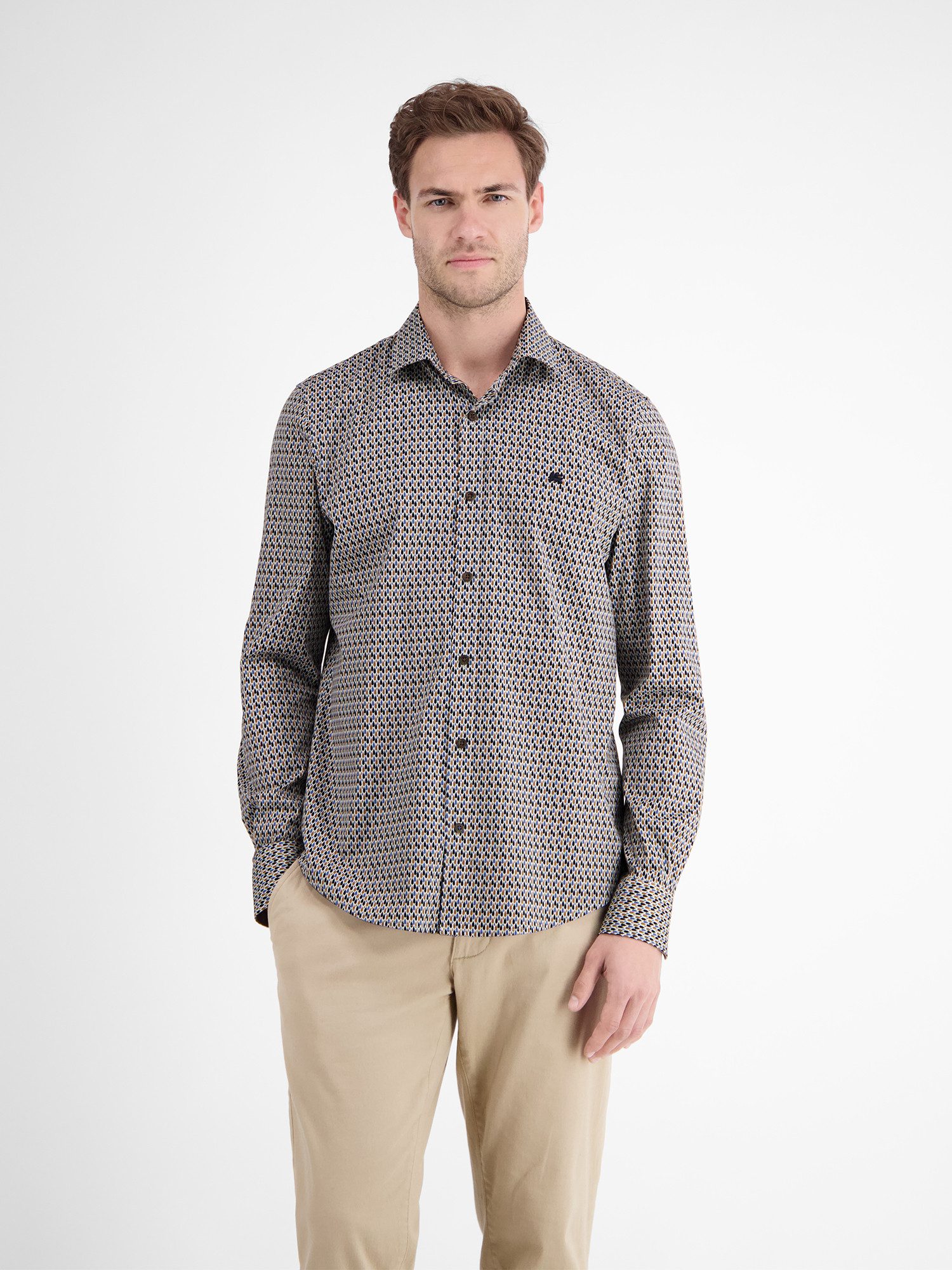 LERROS Langarmhemd Poplinhemd mit Stretchanteil