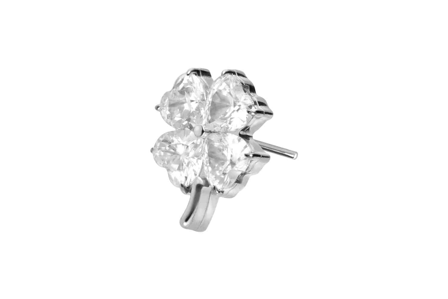 Piercing-Set Titan Aufsatz mit Push Pin KRISTALLKLEEBLATT