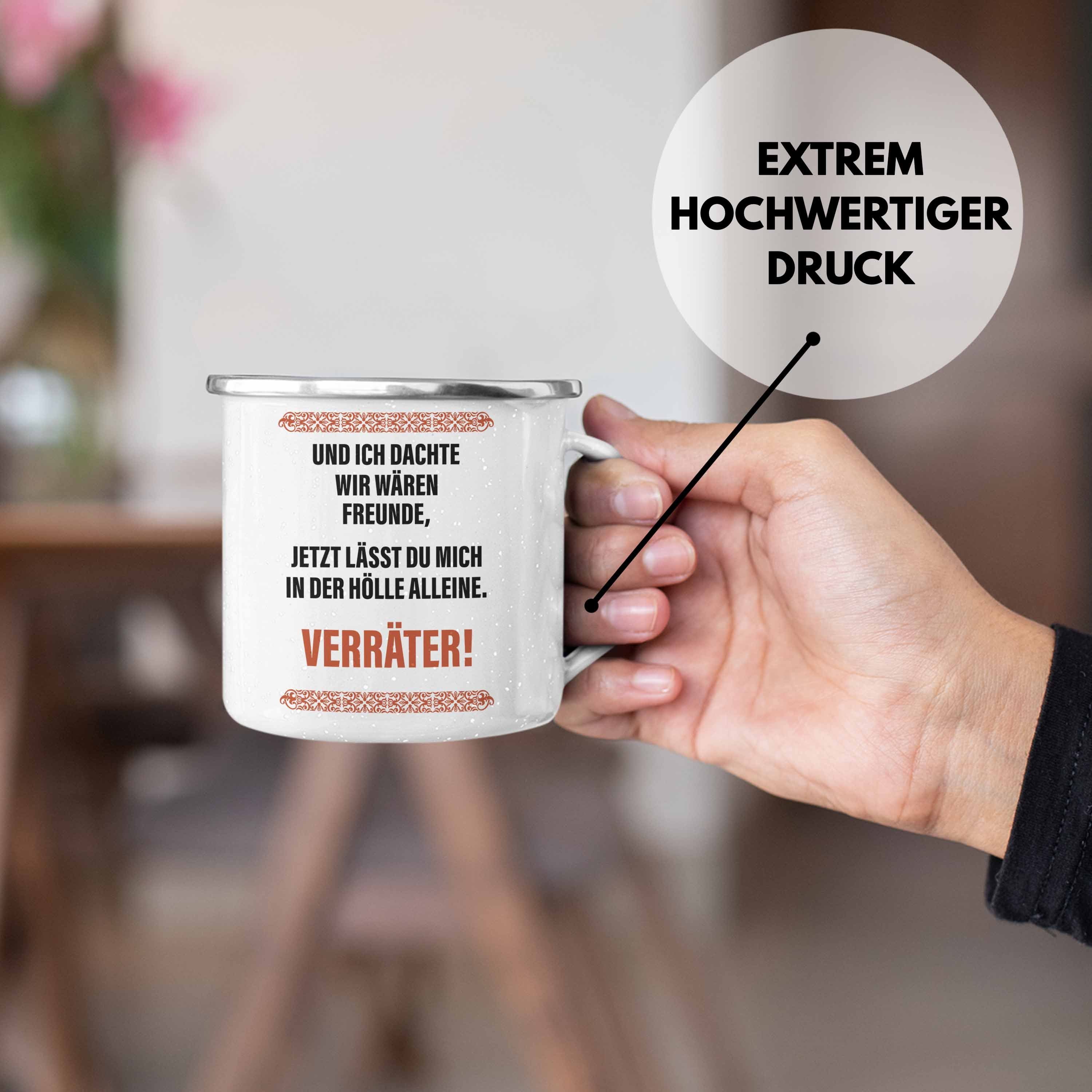 Trendation Thermotasse Trendation - Jobwechsel Geschenk Lustig Tasse Kollegin Abschiedsgeschenk - Emaille Kollege Sprüche Verräter Silber