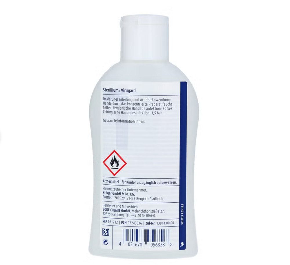 Bode Chemie Sterillium Virugard Hand-Desinfektionsmittel (höchste Standards für Hygiene, [1-St. Farbfrei und parfümfrei Antivirales Desinfektionsmittel mit breitem Wirkungsspektrum)