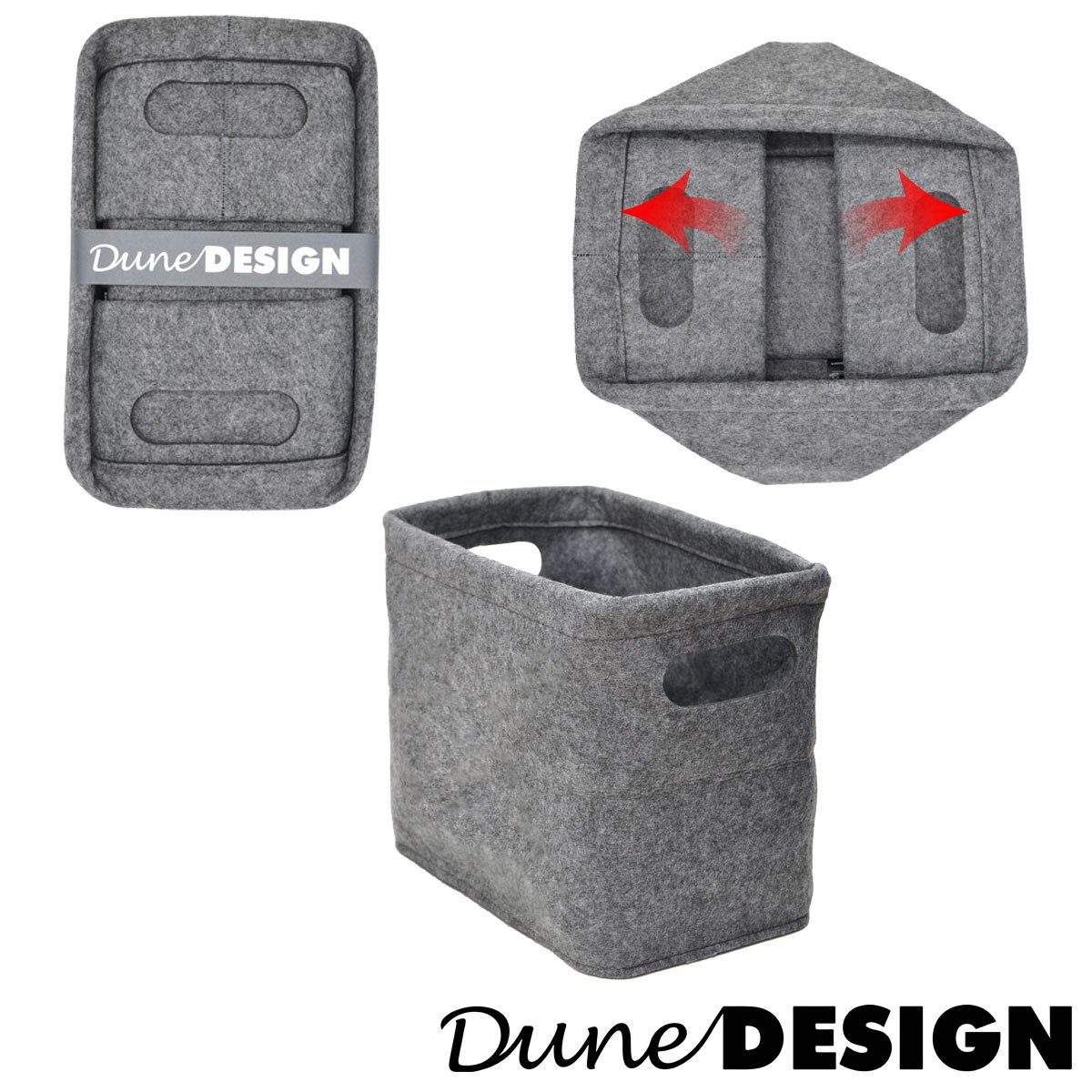 DuneDesign Aufbewahrungskorb 2x FILZ Toilettenpapier WC 8 Rollen Box Aufbewahrung Set, Box Bad für