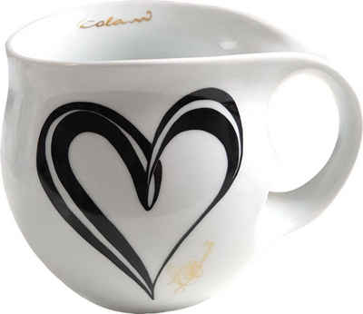 Colani Tasse Jumbotasse Große XXL Tasse Kaffeebecher XXL Heart Schwarz 600ml, Porzellan, Spülmaschinenfest, Signatur außen, Schriftzug innen, Geschenkkarton