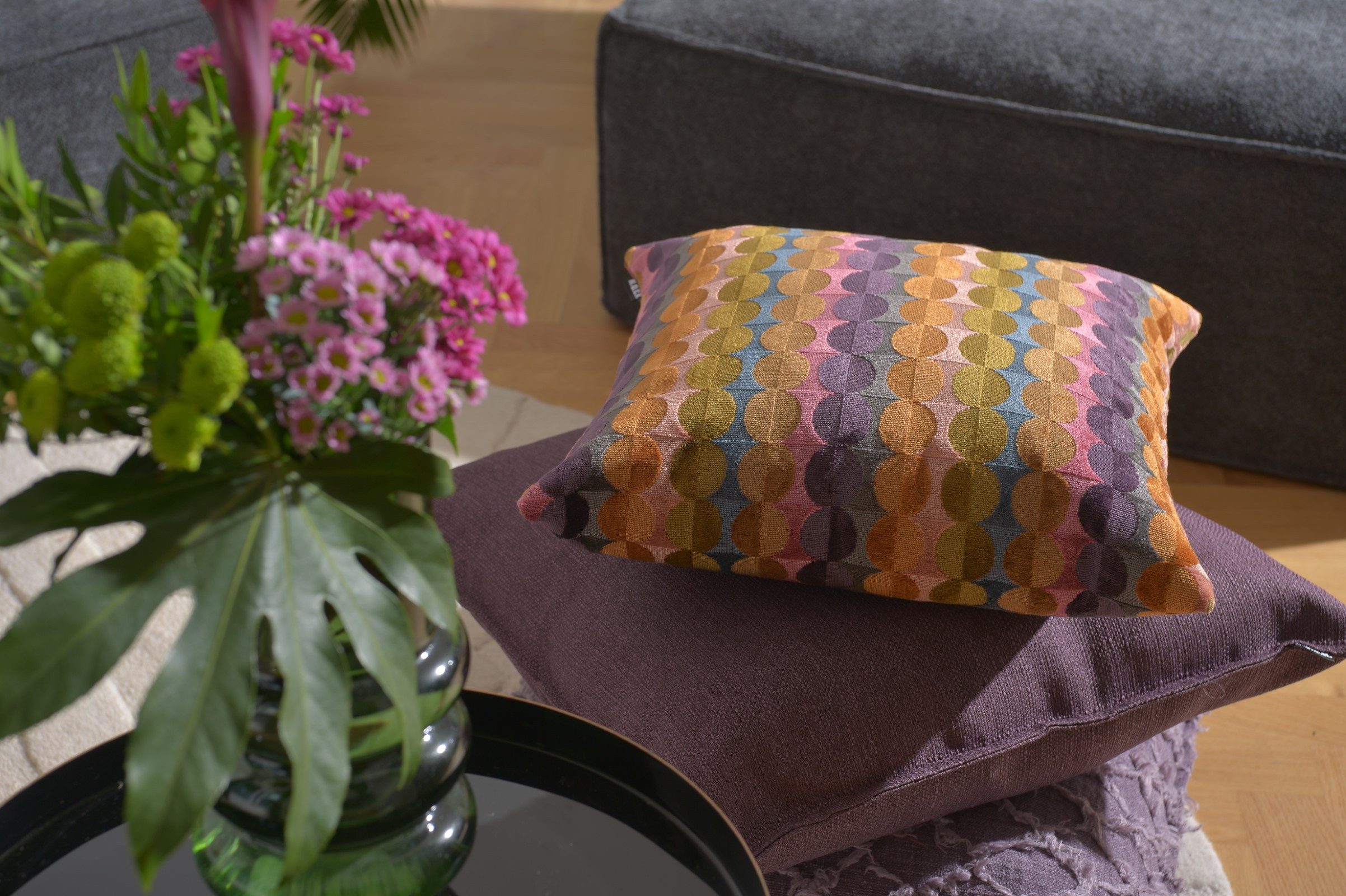 H.O.C.K. Dekokissen H.O.C.K. Glam Dekokissen 45x45cm dots pink terra bunt, Hochwertige Stoffe, Trendige Muster & Farben, Handgefertigt