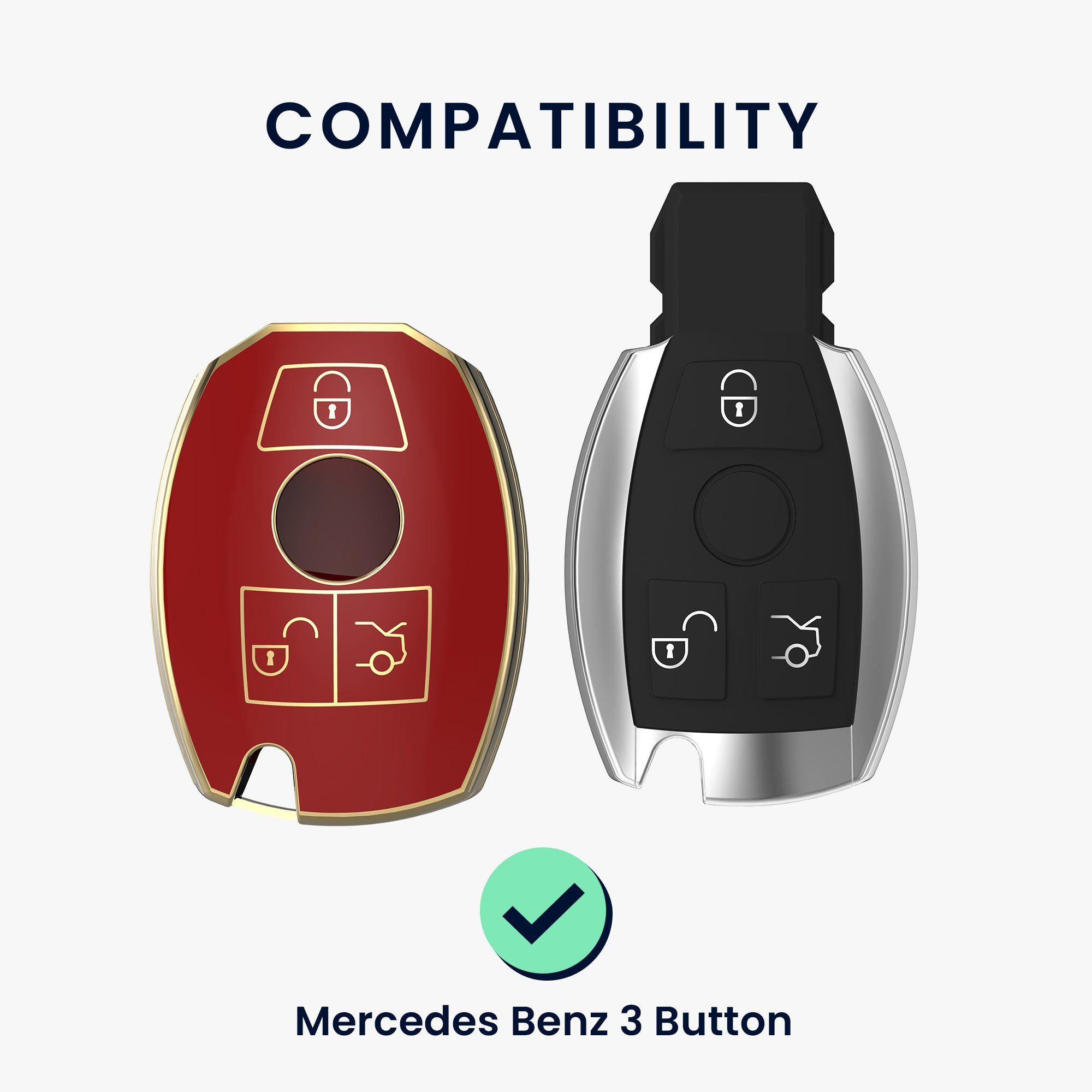 für Mercedes Autoschlüssel Schlüsselhülle Benz, Cover Rot Silikon Hülle Schlüsseltasche kwmobile