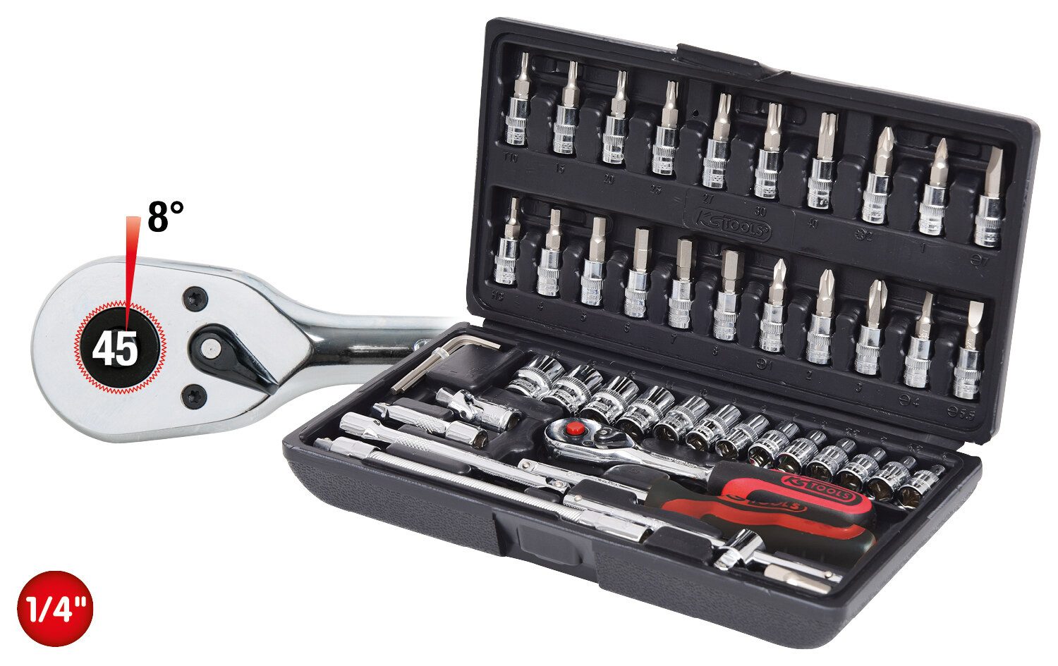 Thumbnail - KS Tools Steckschlüssel CHROMEplus (48 St), 1/4" CHROME+Satz, 48-teilig