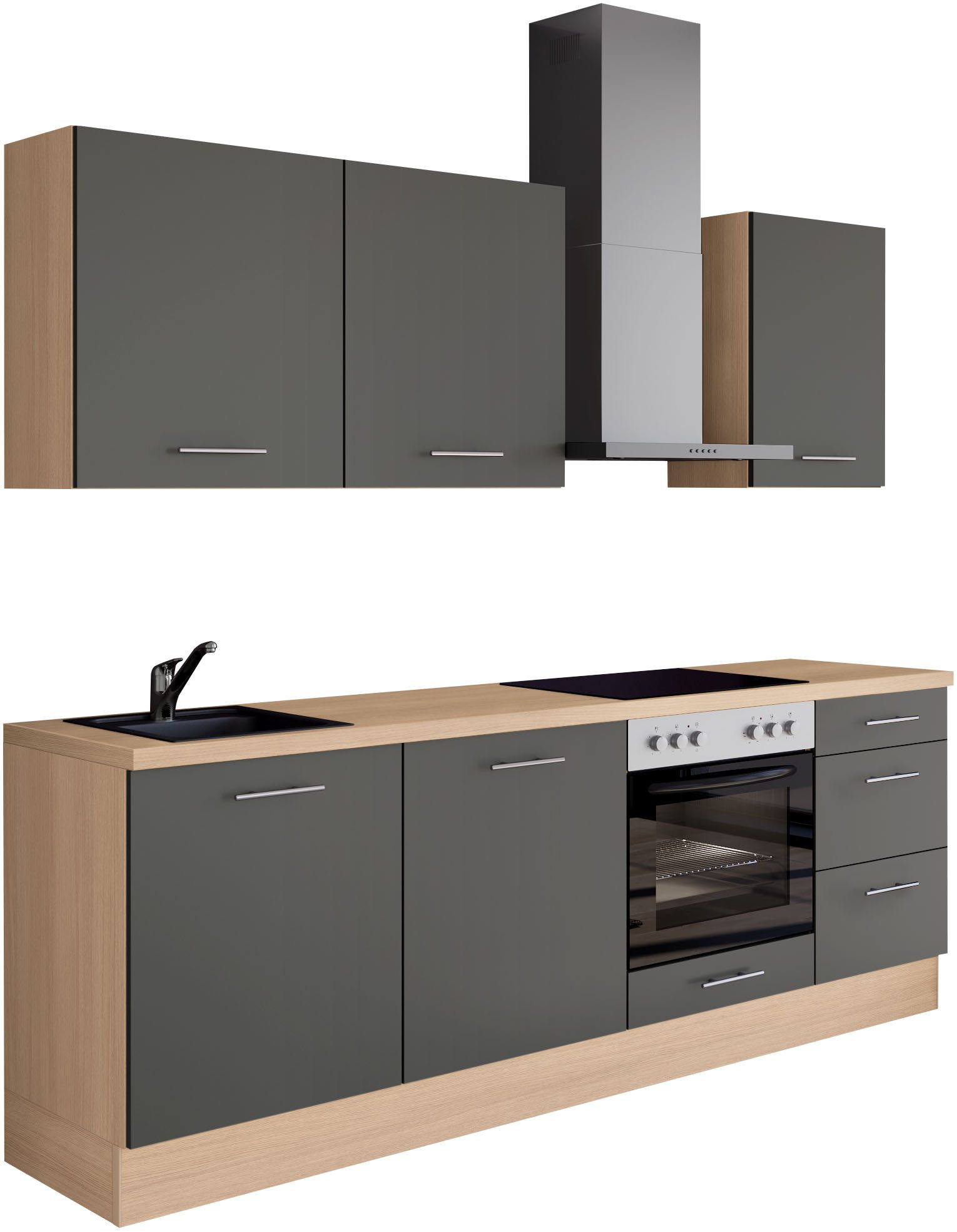 IMPULS KÜCHEN Кухниzeile "Kopenhagen", Ausrichtung wählbar, Schubkästen mit Soft-Close, vormontiert, wahlweise mit E-Geräten, Breite 220 cm